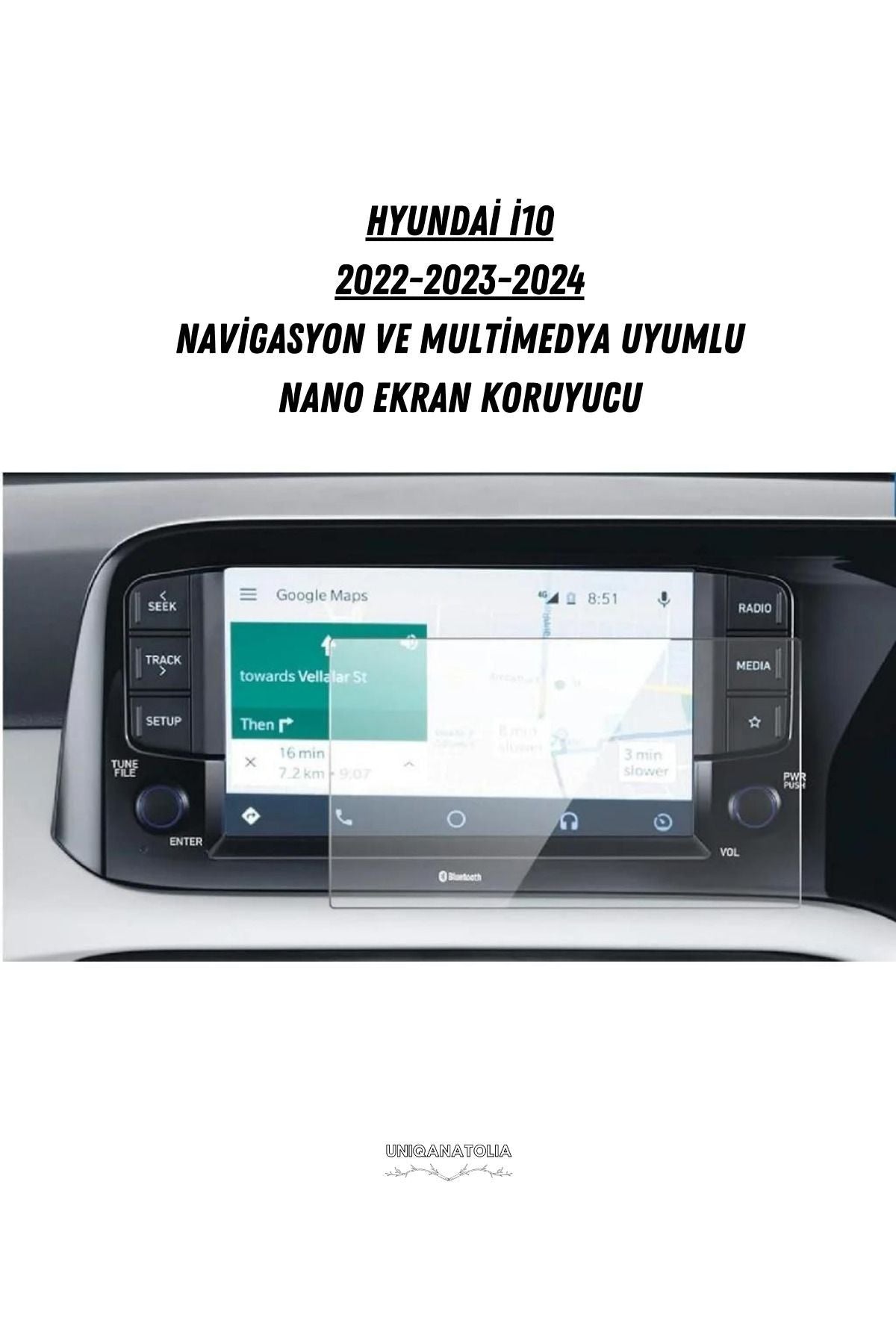 Hyundai i10 2022 2023 2024 Navigasyon ve Multimedya Uyumlu Nano Ekran Koruyucu