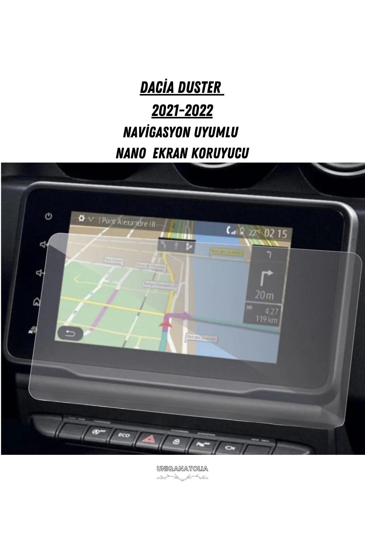 Dacia Duster 2021 2022 8 İnç Navigasyon ve Multimedya Uyumlu Nano Ekran Koruyucu