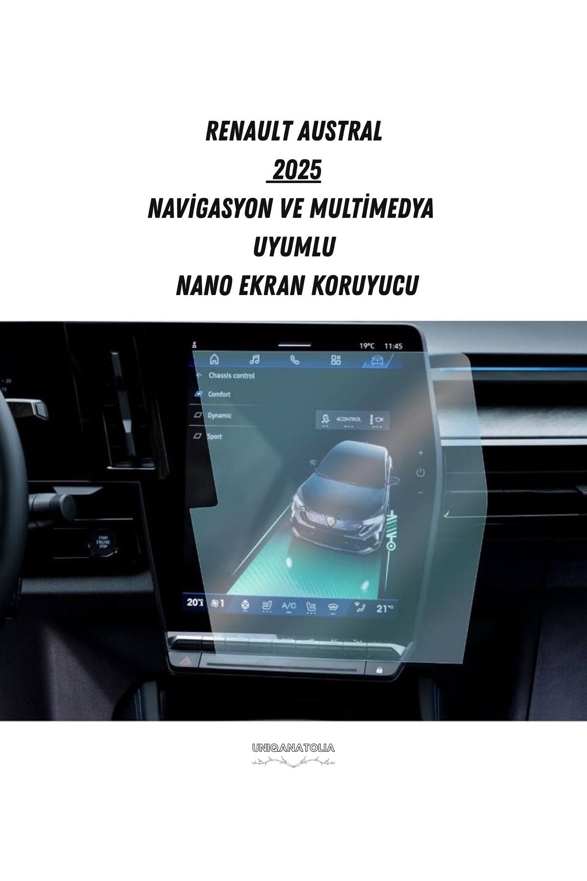 Renault Austral 2025 Navigasyon ve Multimedya Uyumlu Nano Ekran Koruyucu