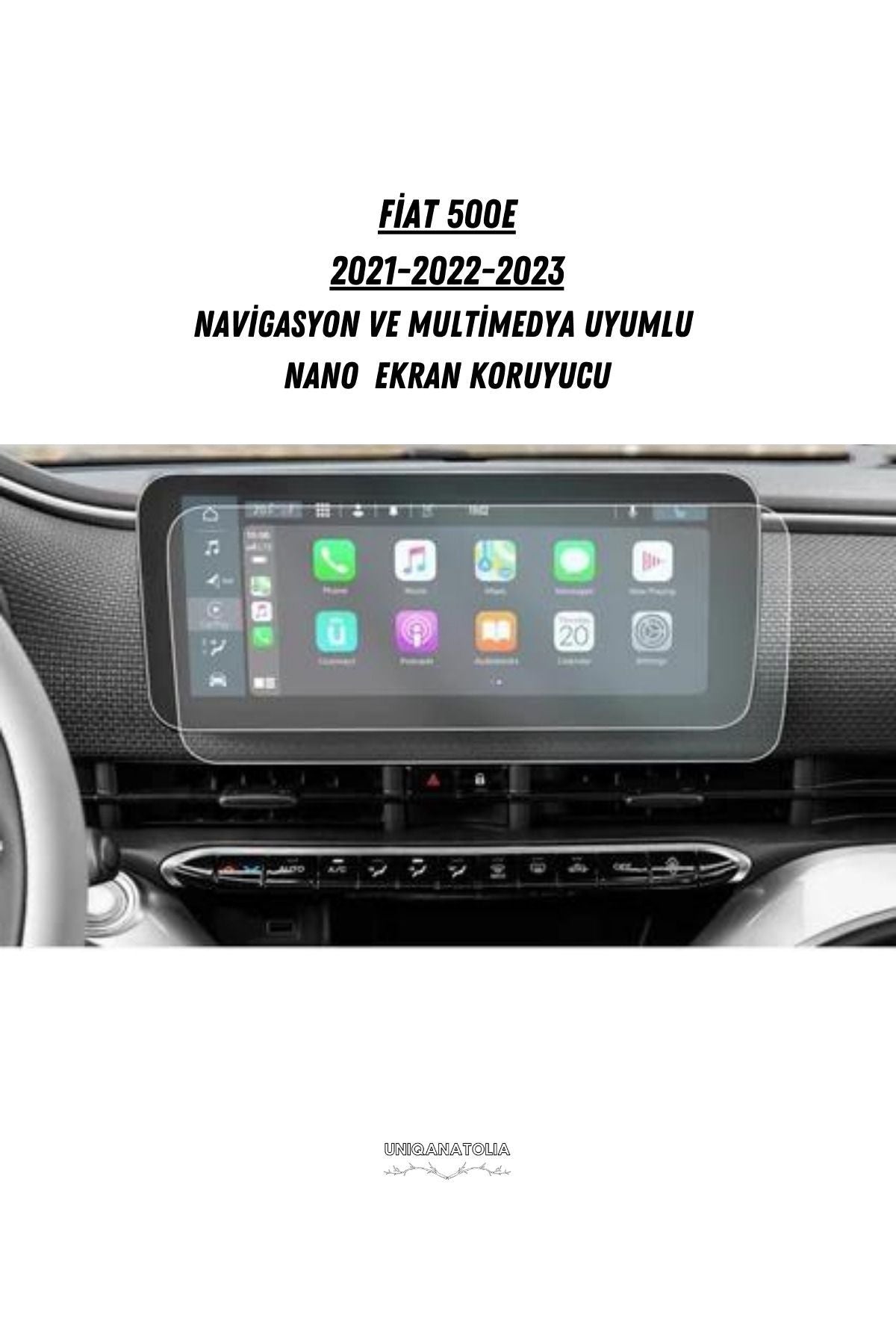 Fiat 500e 2021 2022 2023 Navigasyon ve Multimedya Uyumlu Nano Ekran Koruyucu