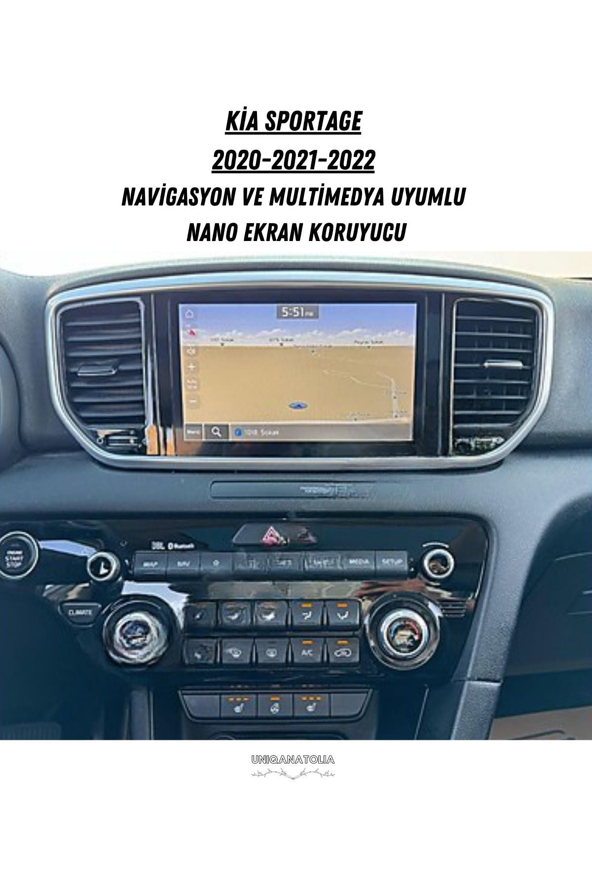 Kia Sportage 2020 2021 2022 Uyumlu 8 inç Navigasyon ve Multimedya Nano Ekran Koruyucu
