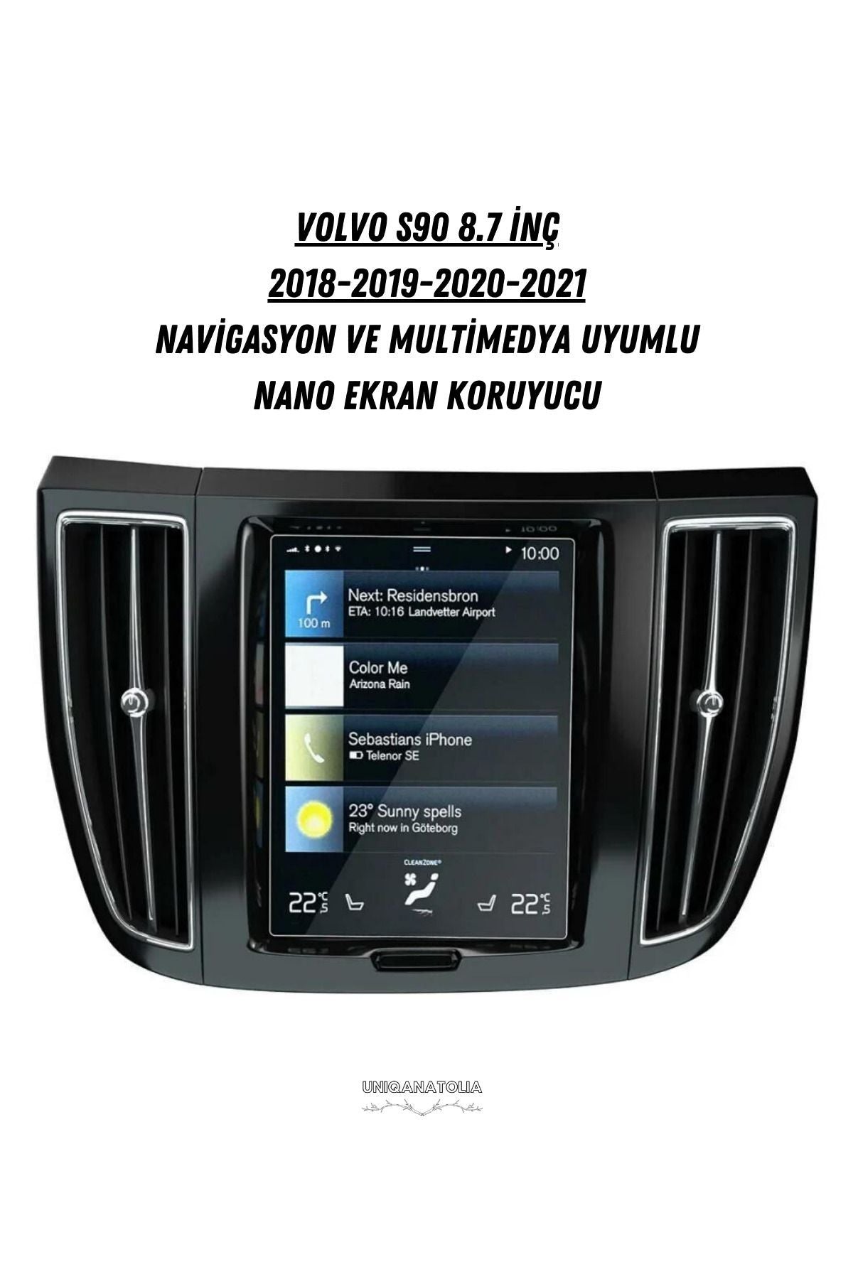 Volvo S90 2018 2019 2020 2021 Navigasyon ve Multimedya Uyumlu Nano Ekran Koruyucu