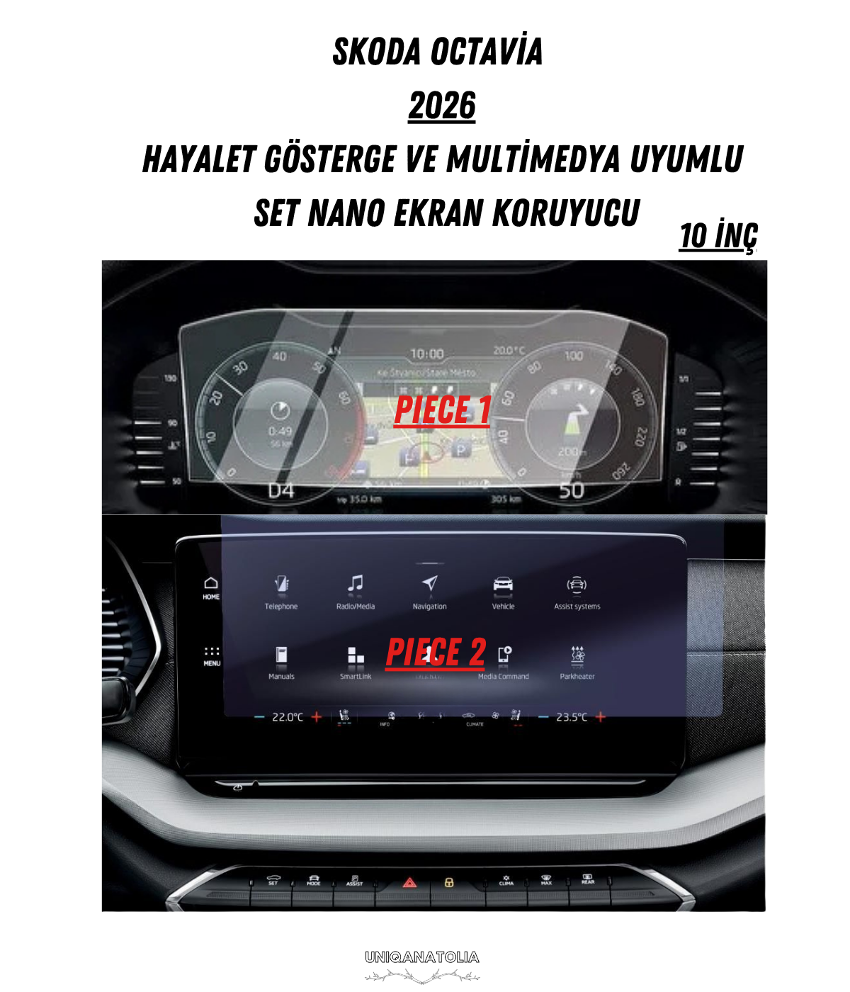 Skoda Octavia Hayalet Ekran ve Multimedya Uyumlu Set Nano Ekran Koruyucu