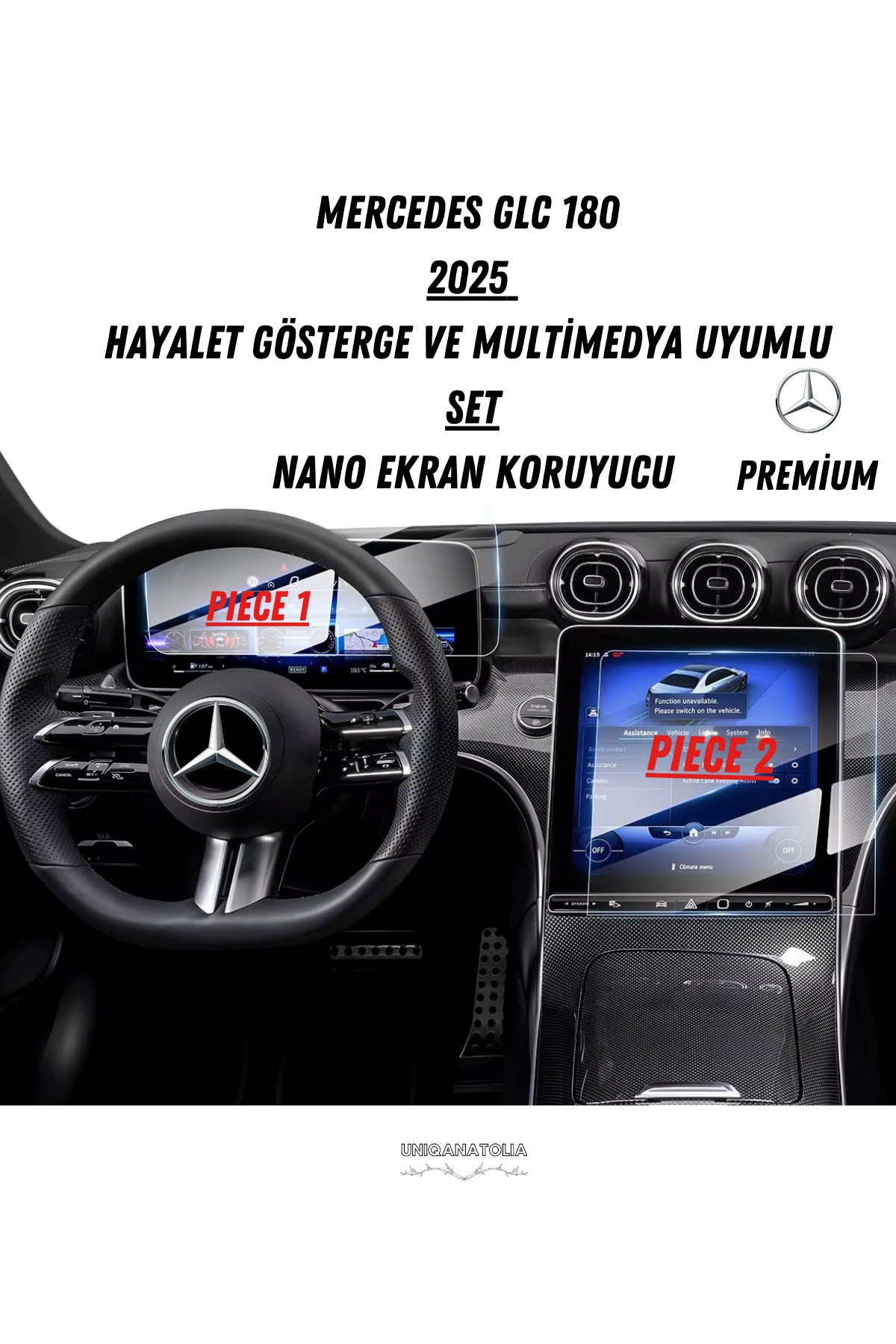 Mercedes GLC 180 2025 Hayalet Gösterge ve Multimedya Uyumlu Set Nano Ekran Koruyucu