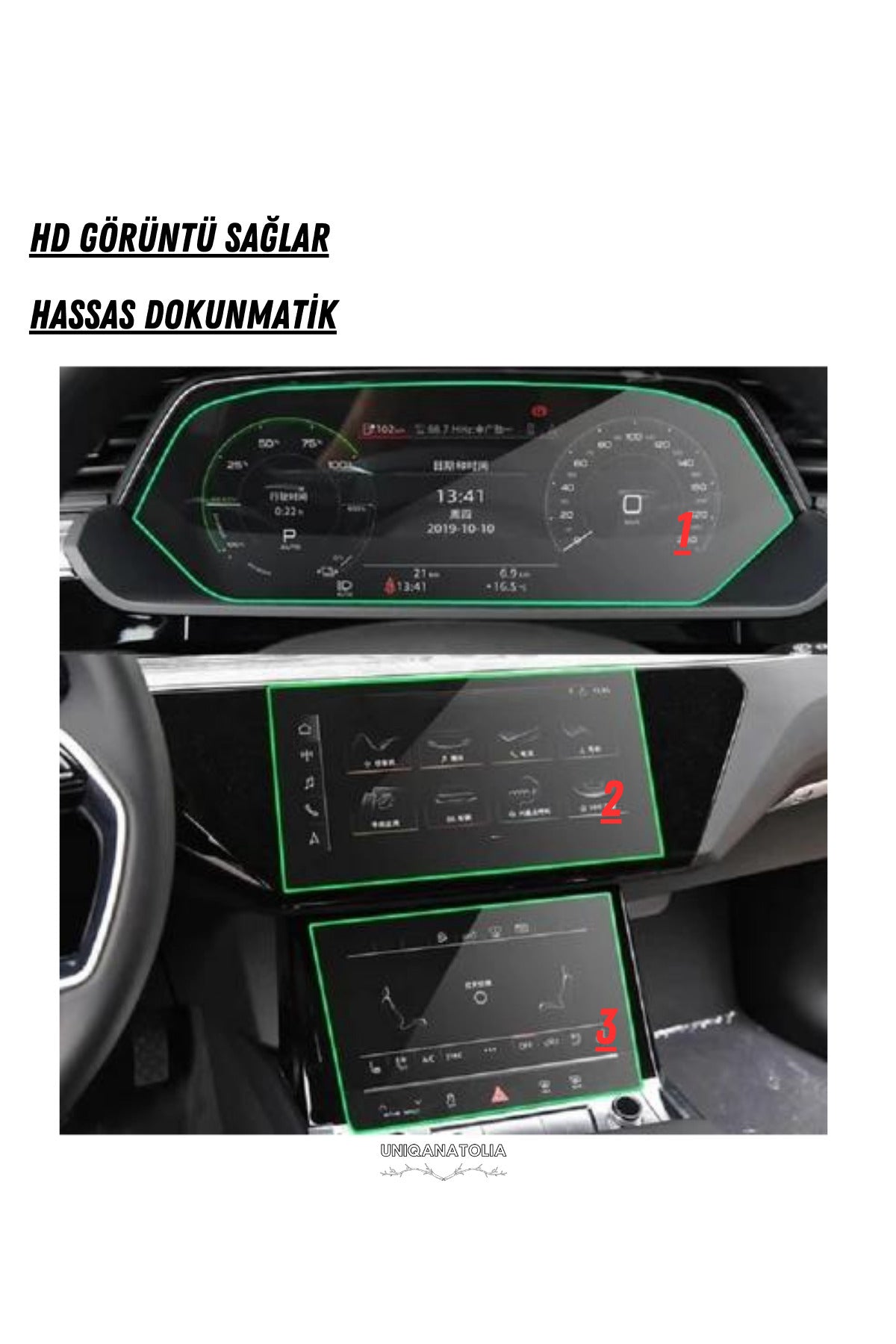 Audi E-tron 2022 2023 Gösterge Ve Multimedya Çift Ekran Uyumlu Nano Ekran Koruyucu
