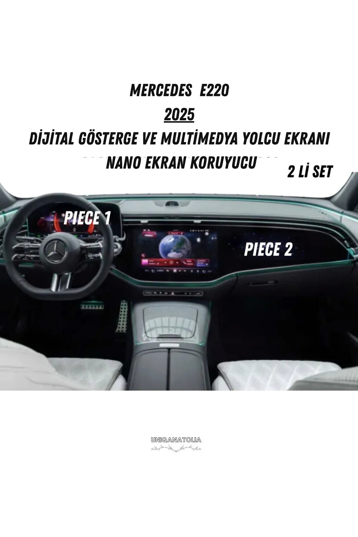 Mercedes E220 2025 Hayalet Gösterge ve Multimedya Yolcu Ekran Uyumlu Nano Ekran Koruyucu