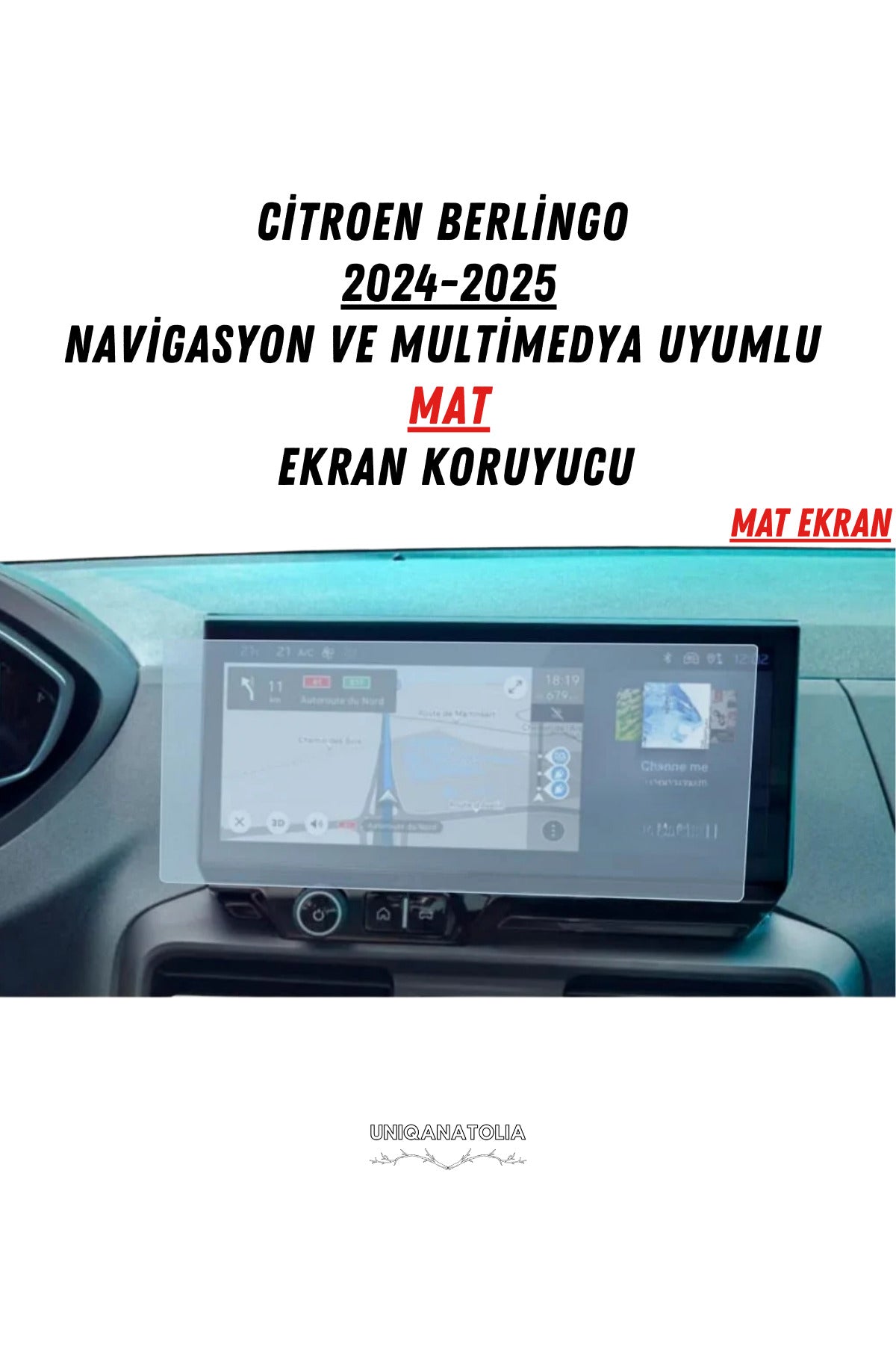 Citroen Berlingo 2024-2025 Navigasyon Ve Multimedya Mat Ekran Koruyucu