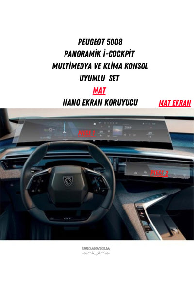 Peugeot 5008 Panoramik i-Cockpıt Multimedya ve Klima Konsol Uyumlu Mat Ekran Koruyucu