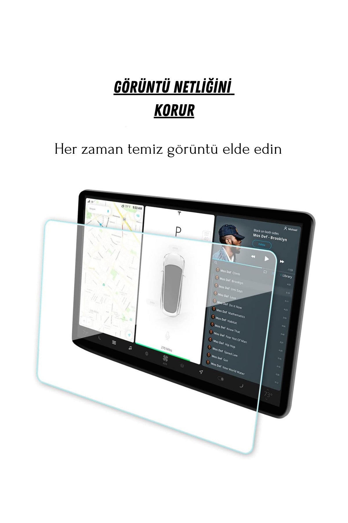 Tesla Model 3 ve Model Y 15 inç Navigasyon Multimedya Uyumlu Nano Ekran Koruyucu
