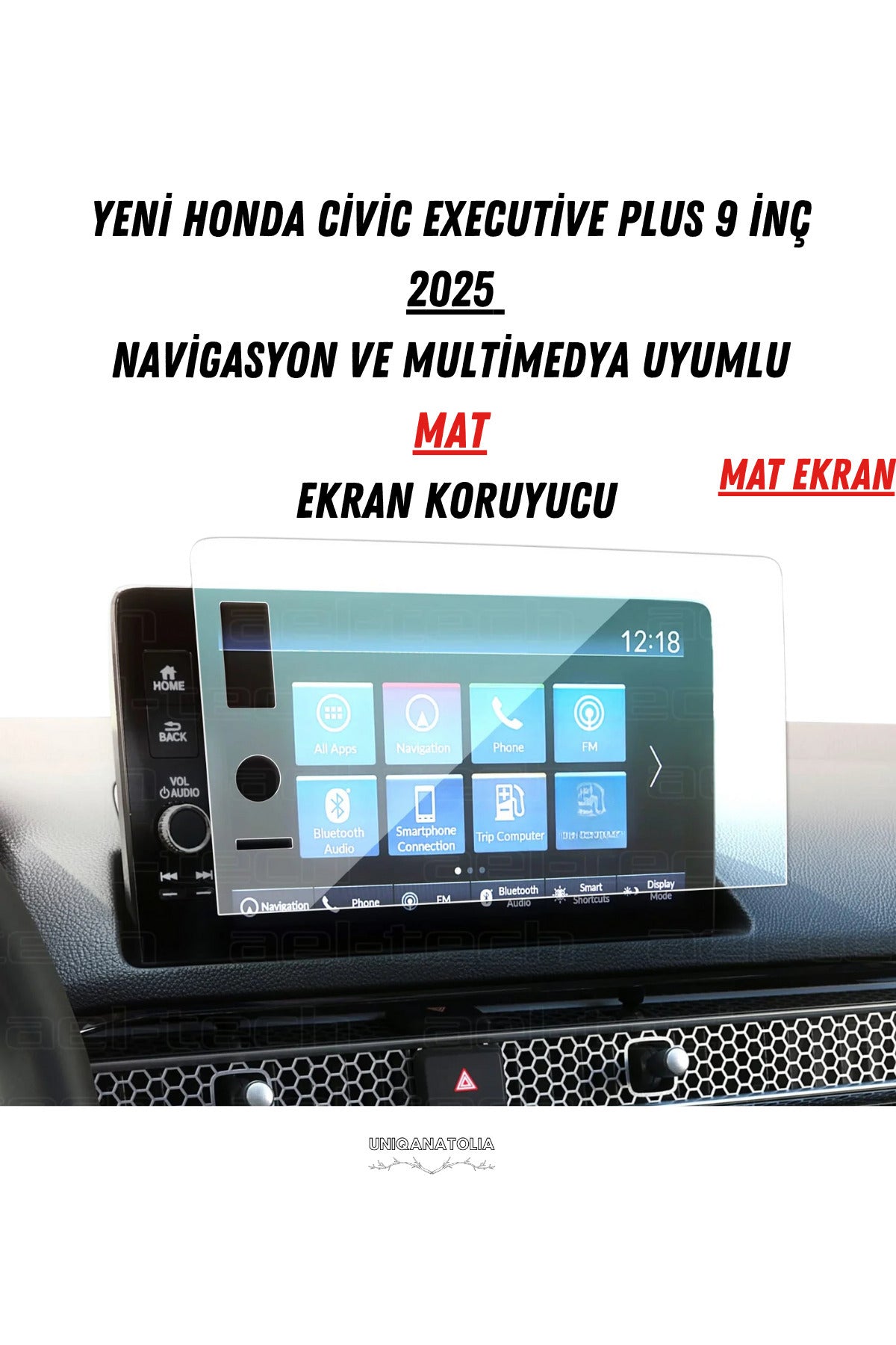 Honda Civic Executive Plus 2025 Navigasyon ve Multimedya Uyumlu Mat Ekran Koruyucu