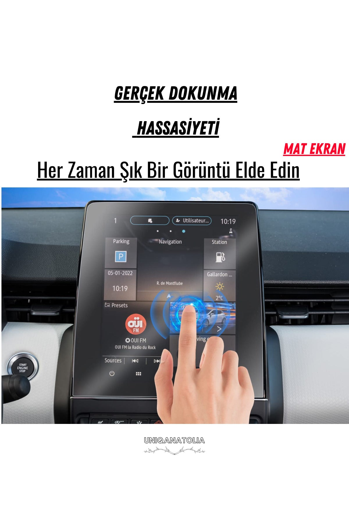 Renault Clio 5 R Link 9.3 İnç Navigasyon ve Multimedya Uyumlu Mat Ekran Koruyucu