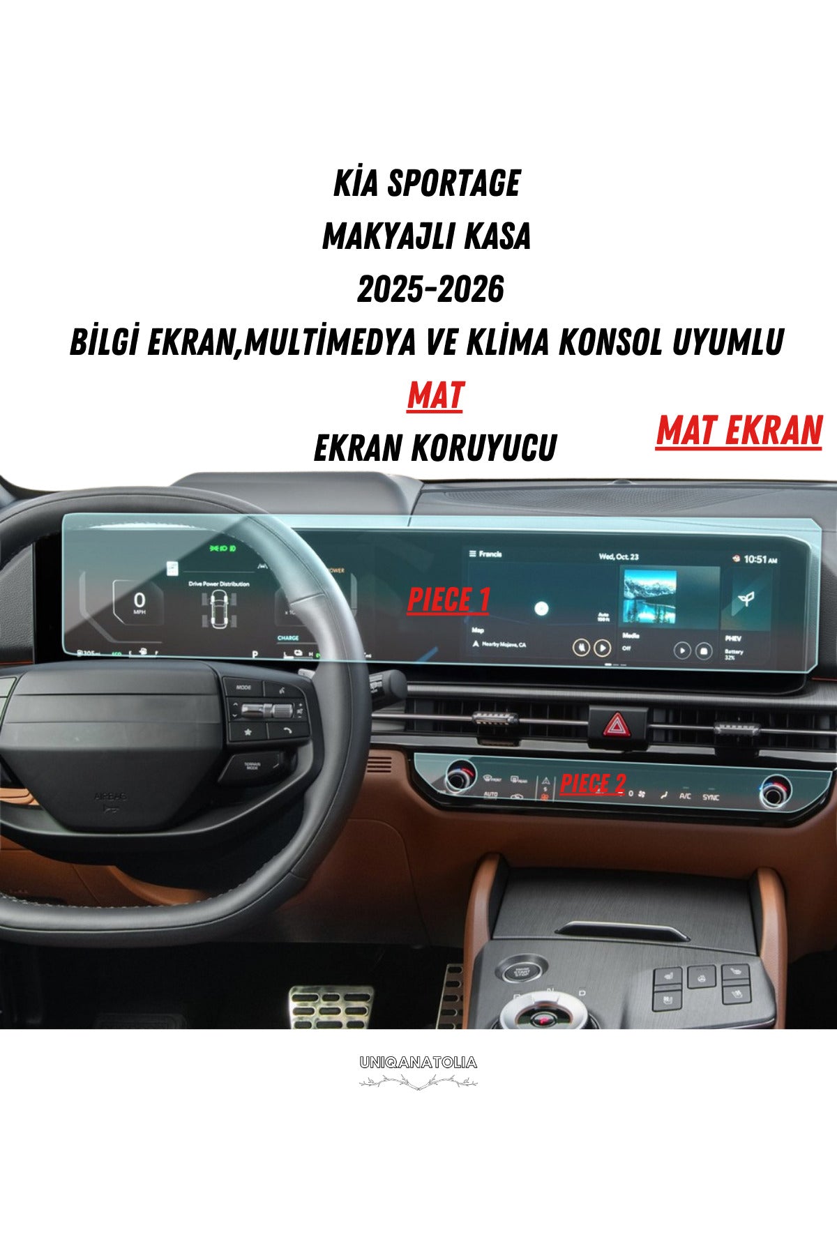 Kia Sportage Makyajlı 2025-2026 Multimedya ve Klima Konsol Uyumlu Mat Ekran Koruyucu