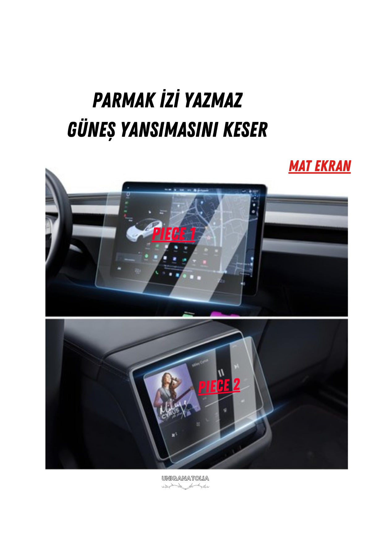 Tesla Model Y 2026 Multimedya ve Arka Ekran Uyumlu Mat Ekran Koruyucu
