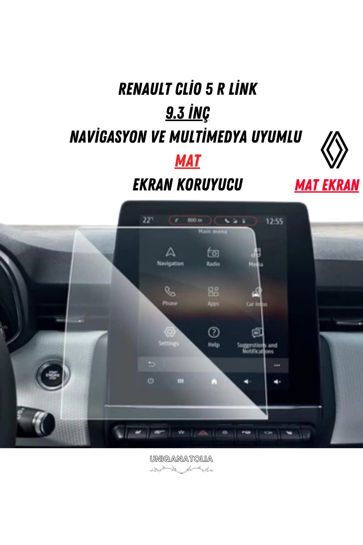 Renault Clio 5 Easy Link 2023 2024 Multimedya ve Navigasyon Uyumlu Nano Ekran Koruyucu