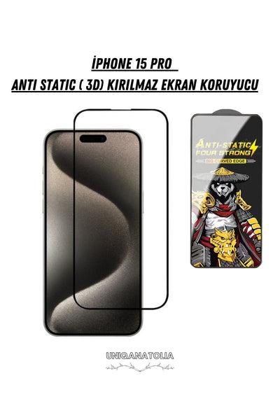 iPhone 15 Pro Antı-Statıc 3D Toz Tutmayan Kırılmaz Ekran Koruyucu