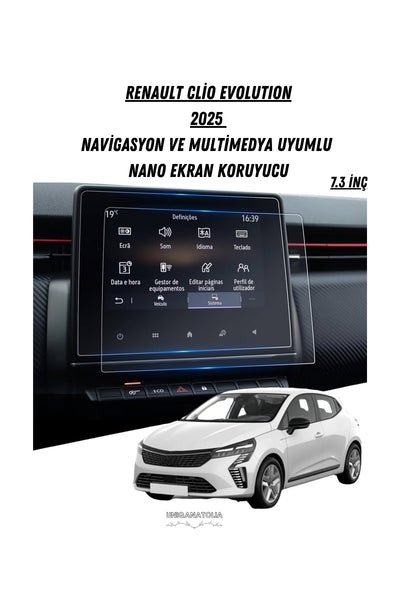 Renault Clio Evolution 2025 Navigasyon ve Multimedya Uyumlu Mat Ekran Koruyucu