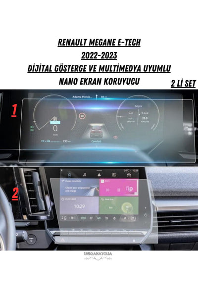 Renault Megane 2023-2024 Hayalet Gösterge ve Multimedya Uyumlu Set Mat Ekran Koruyucu