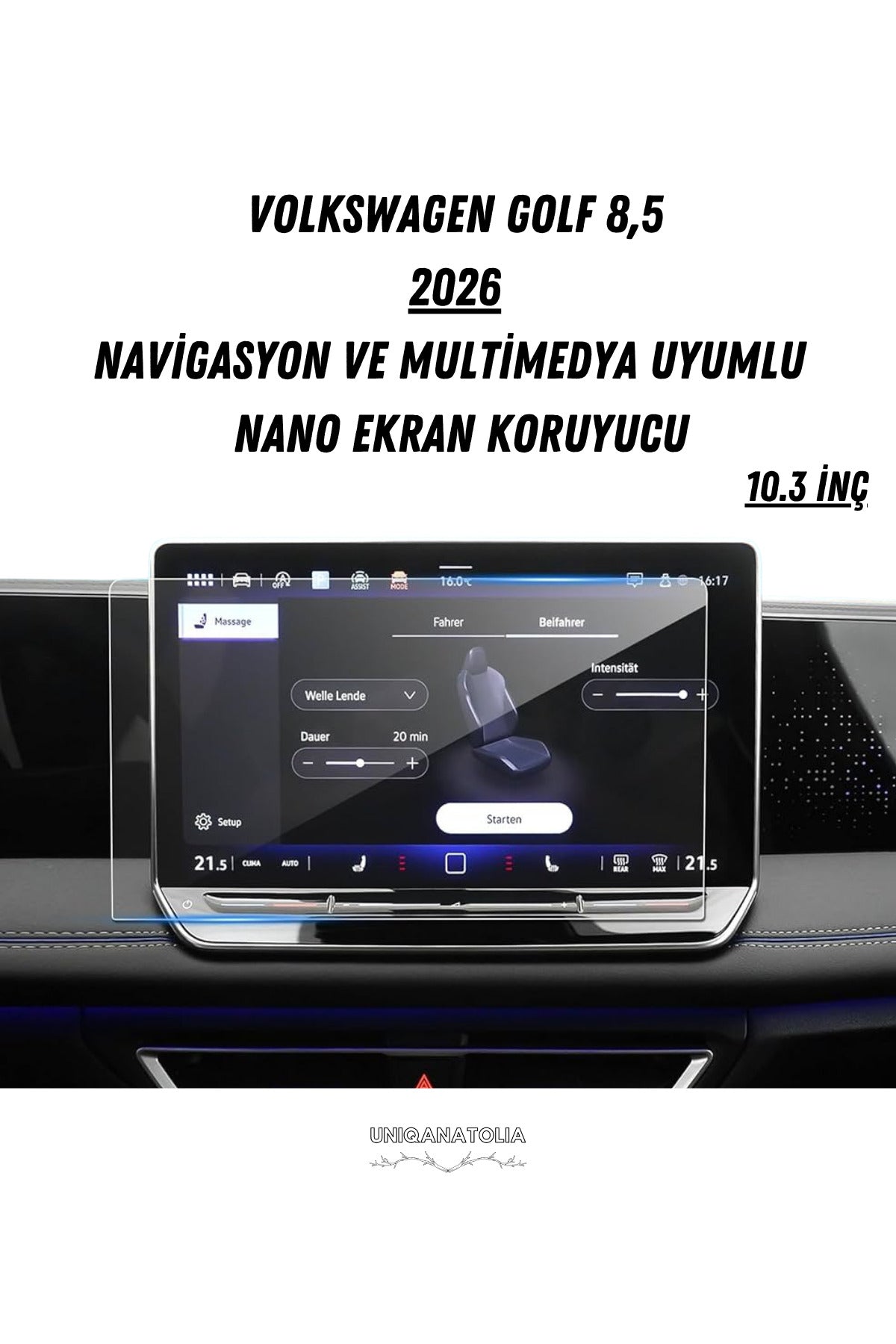 Volkswagen Golf 8.5 2026 Navigasyon Ve Multimedya Uyumlu Mat Ekran Koruyucu