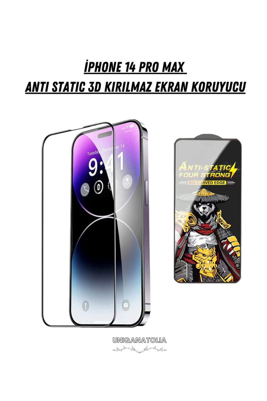 iPhone 14 Pro Max Kırılmaz Antı-Statıc 3D Toz Tutmayan Ekran Koruyucu