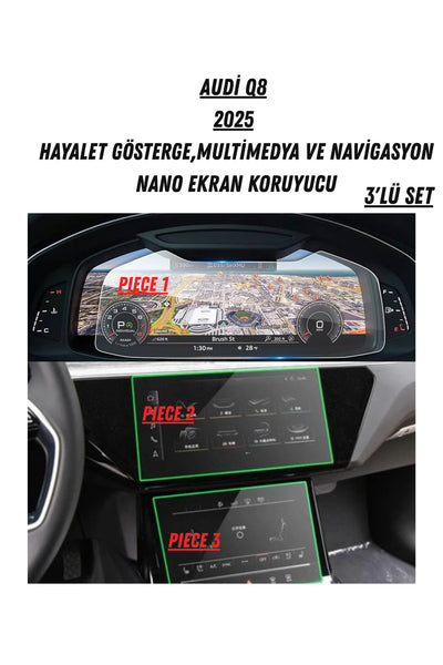 Audi Q8 2025 Hayalet Gösterge Ve Multimedya Çift Ekran Uyumlu Nano Ekran Koruyucu