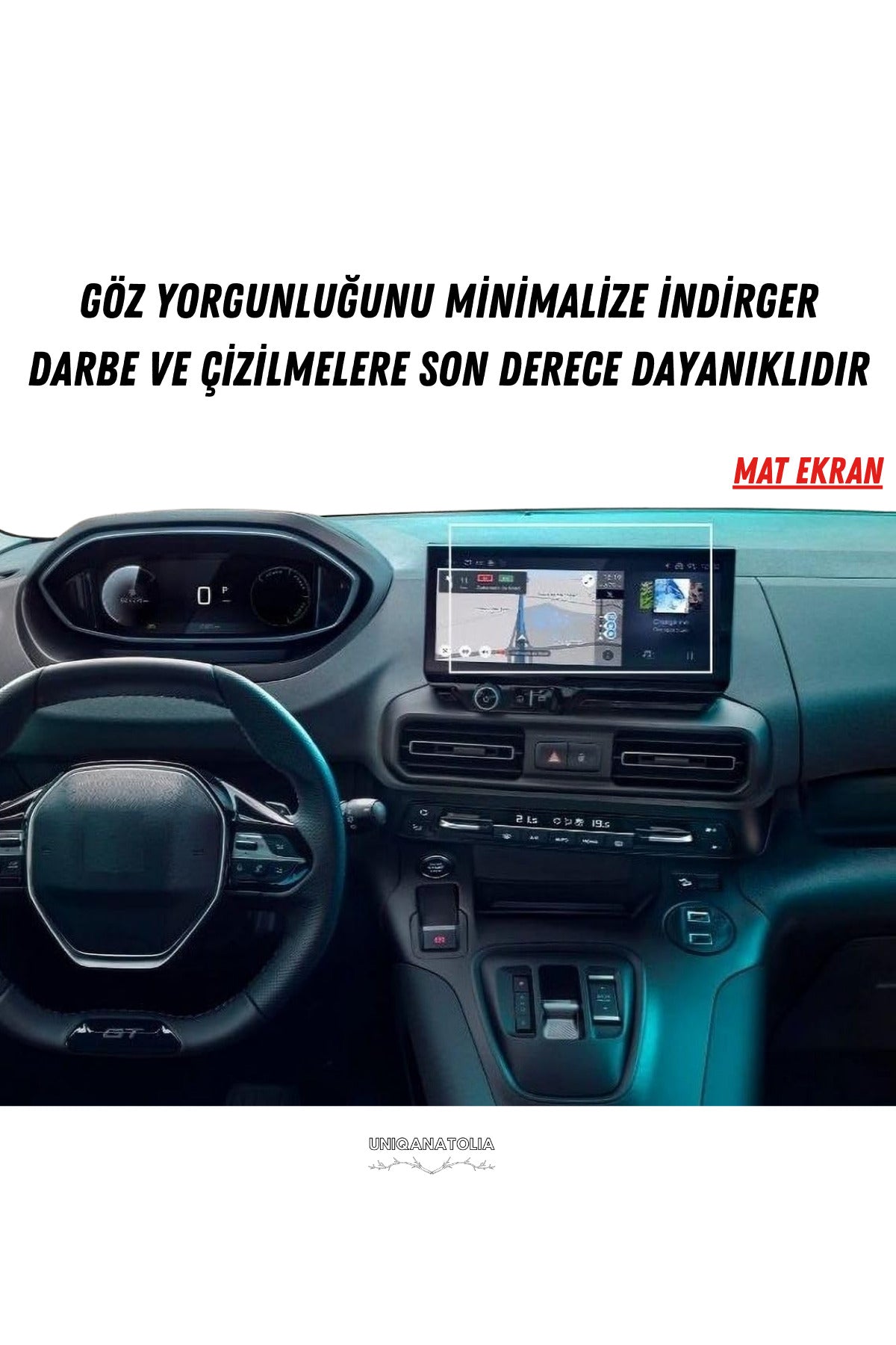 Peugeot Partner 2025-2026 Navigasyon ve Multimedya Uyumlu Mat Ekran Koruyucu
