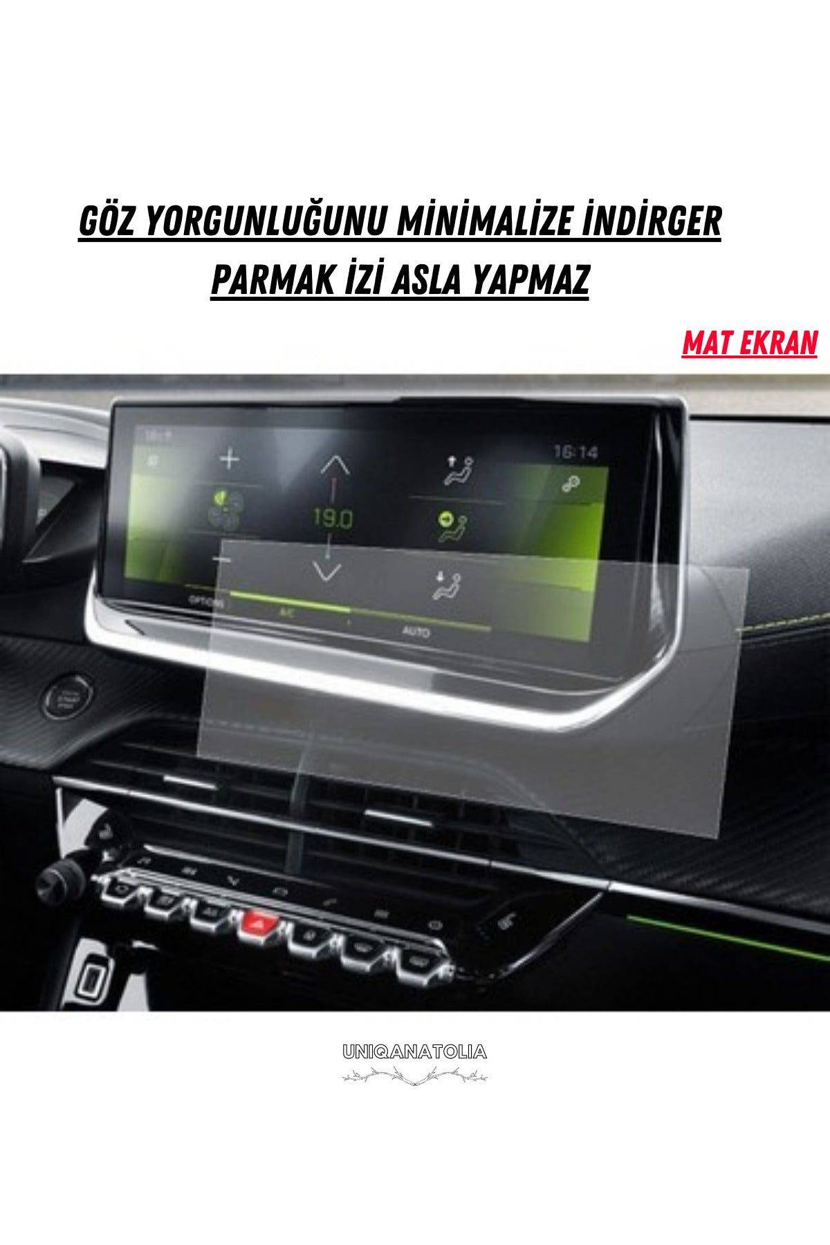 Peugeot 2008 2019-2020 Navigasyon ve Multimedya Uyumlu Mat Ekran Koruyucu
