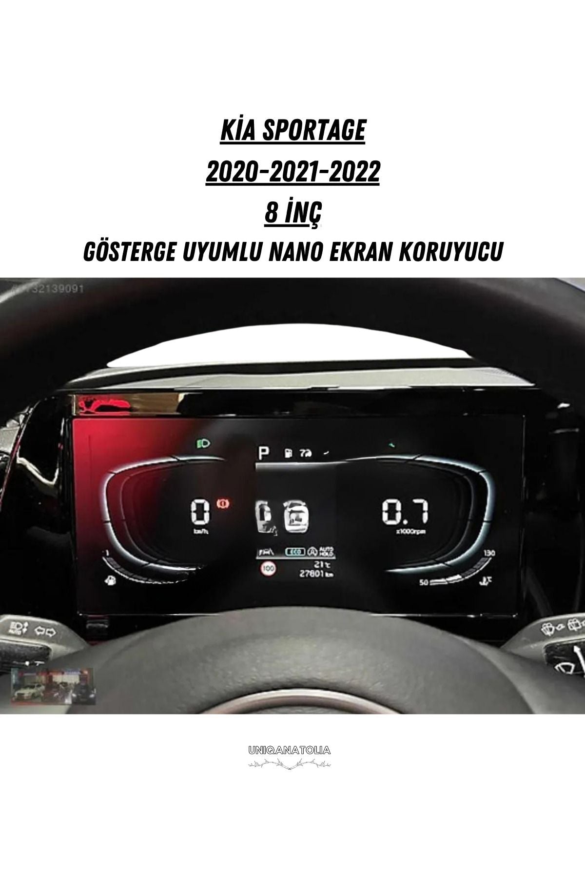Kia Sportage 2020 2021 2022 8 İnç Hayalet Gösterge Uyumlu Nano Ekran Koruyucu