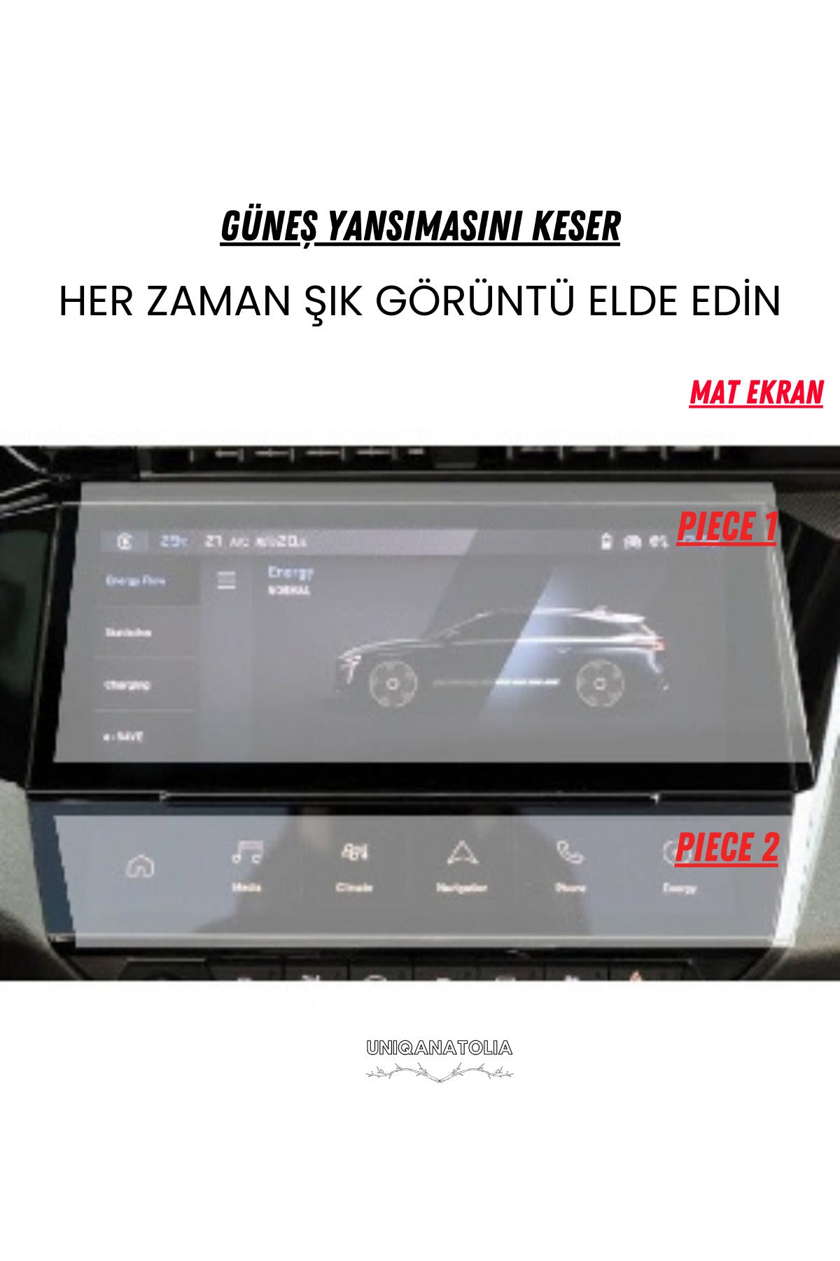 Peugeot 308 GT Line 2022-2024 Navigasyon ve Multimedya Uyumlu Mat Ekran Koruyucu