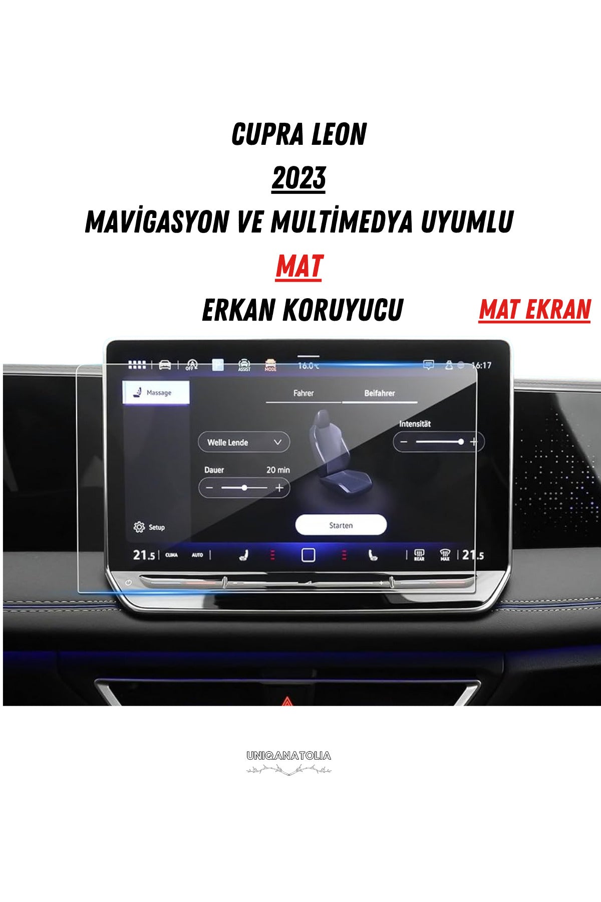 Cupra Leon 2023 Navigasyon ve Multimedya Uyumlu Mat Ekran Koruyucu