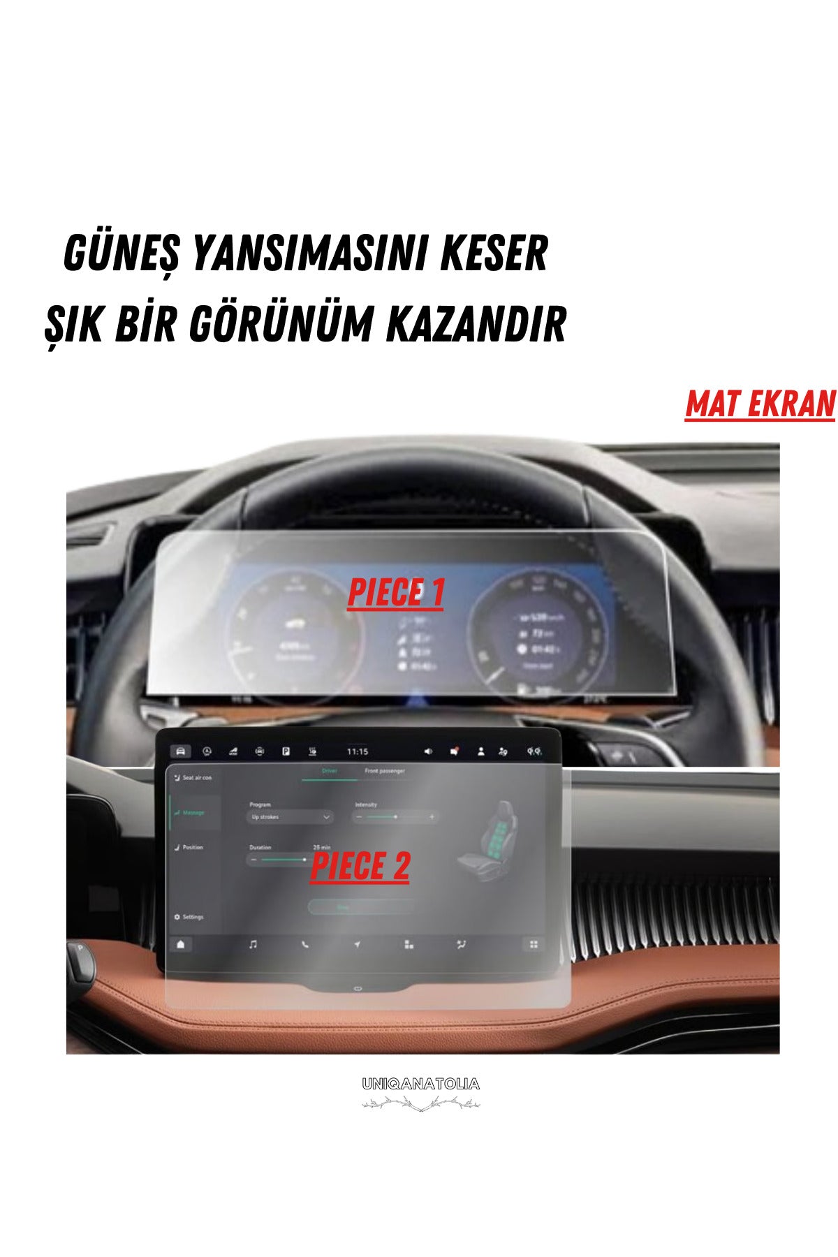 Skoda Superb 2025 Hayalet Gösterge ve Multimedya Uyumlu Mat Ekran Koruyucu
