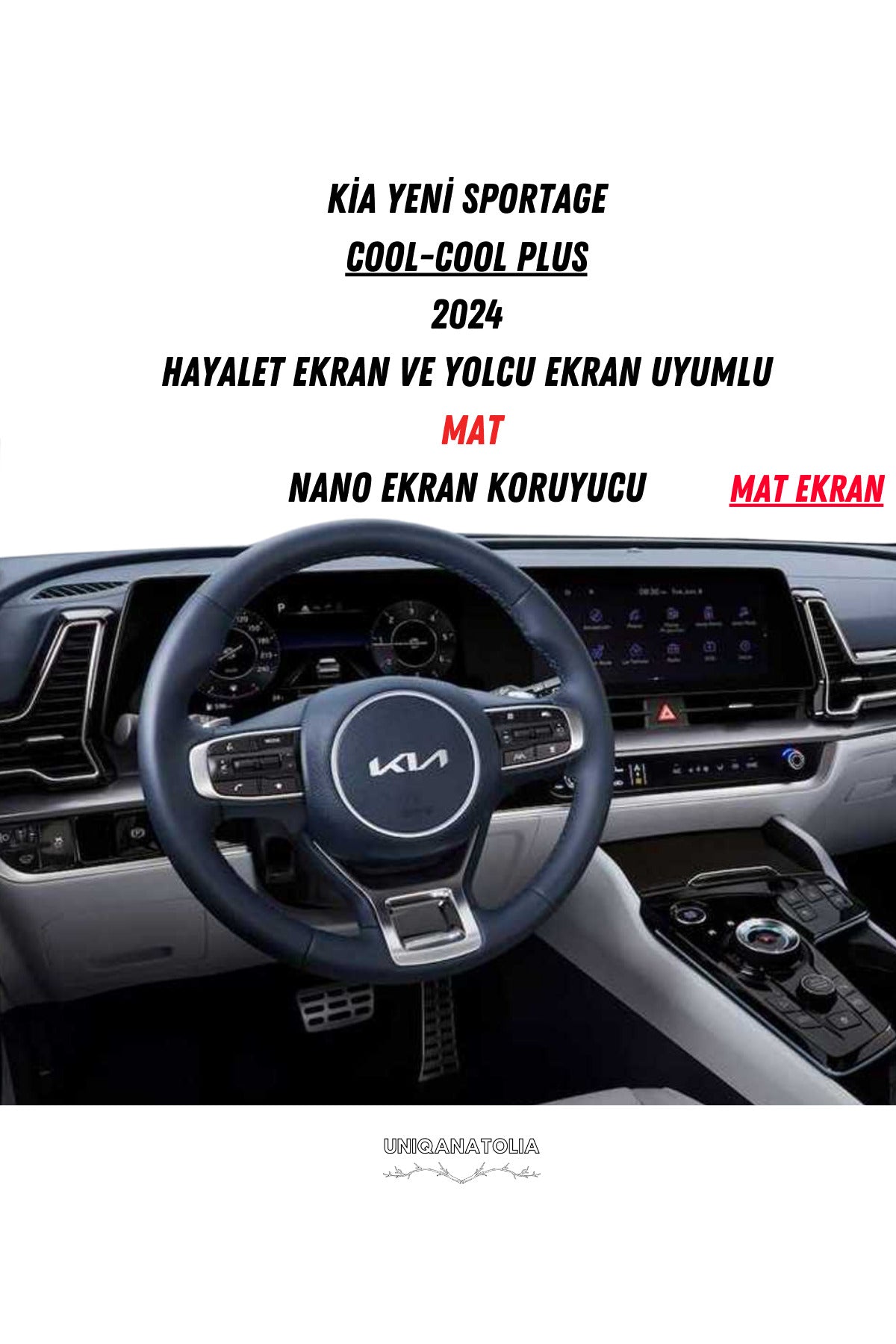 Kia Yeni Sportage Cool-Cool Plus 2024 Dijital Gösterge ve Bilgi Ekran Uyumlu Mat Ekran Koruyucu