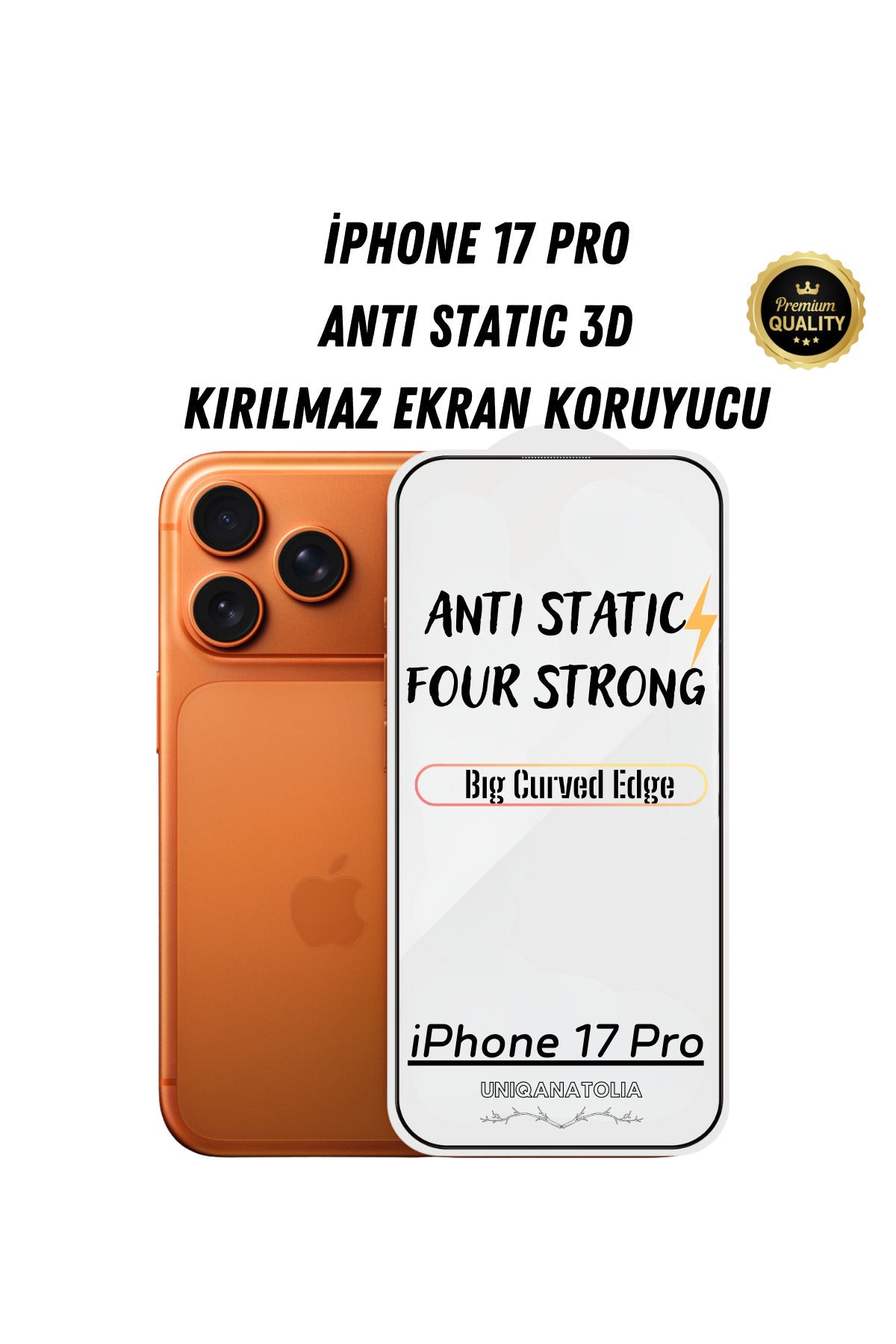 iPhone 17 Pro Anti-Static 3D Toz Tutmayan Kırılmaz Ekran Koruyucu