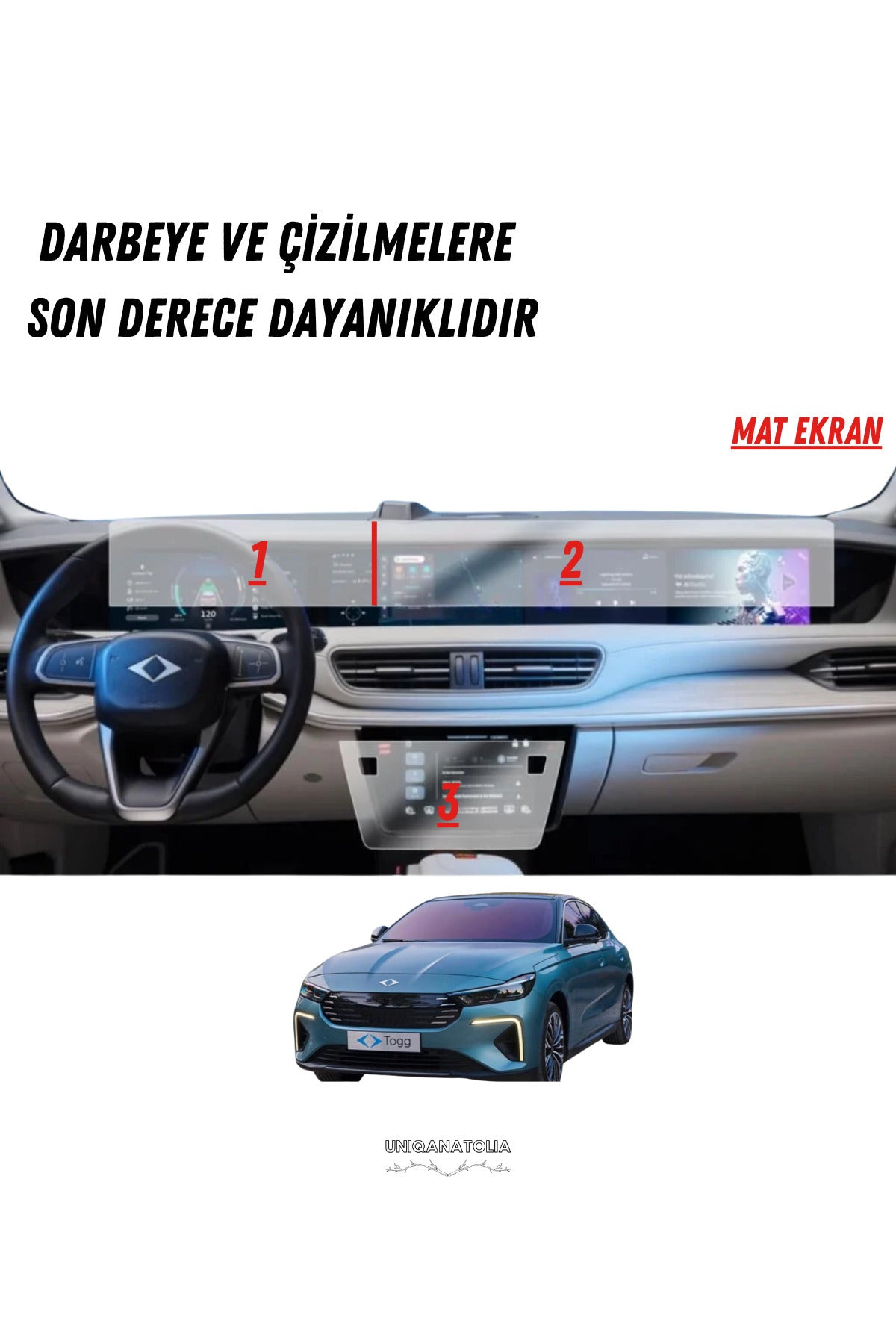 Togg T10F Bilgi Ekran Ve Multimedya Uyumlu Set Mat Ekran Koruyucu