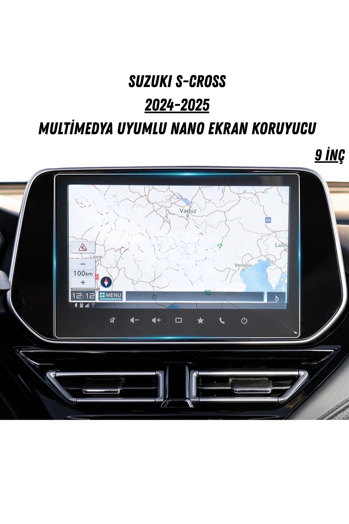 Suzuki S-Cross 2025 Navigasyon ve Multimedya Uyumlu Mat Ekran Koruyucu