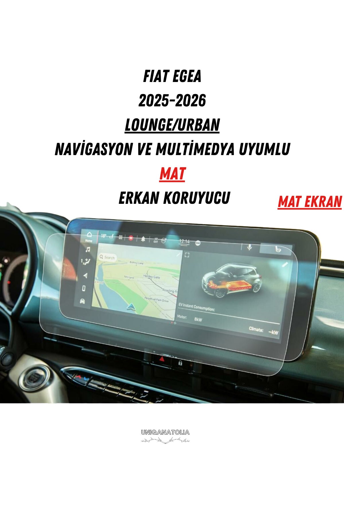 Fıat Egea 2025-2026 Navigasyon ve Multimedya Uyumlu Mat Ekran Koruyucu