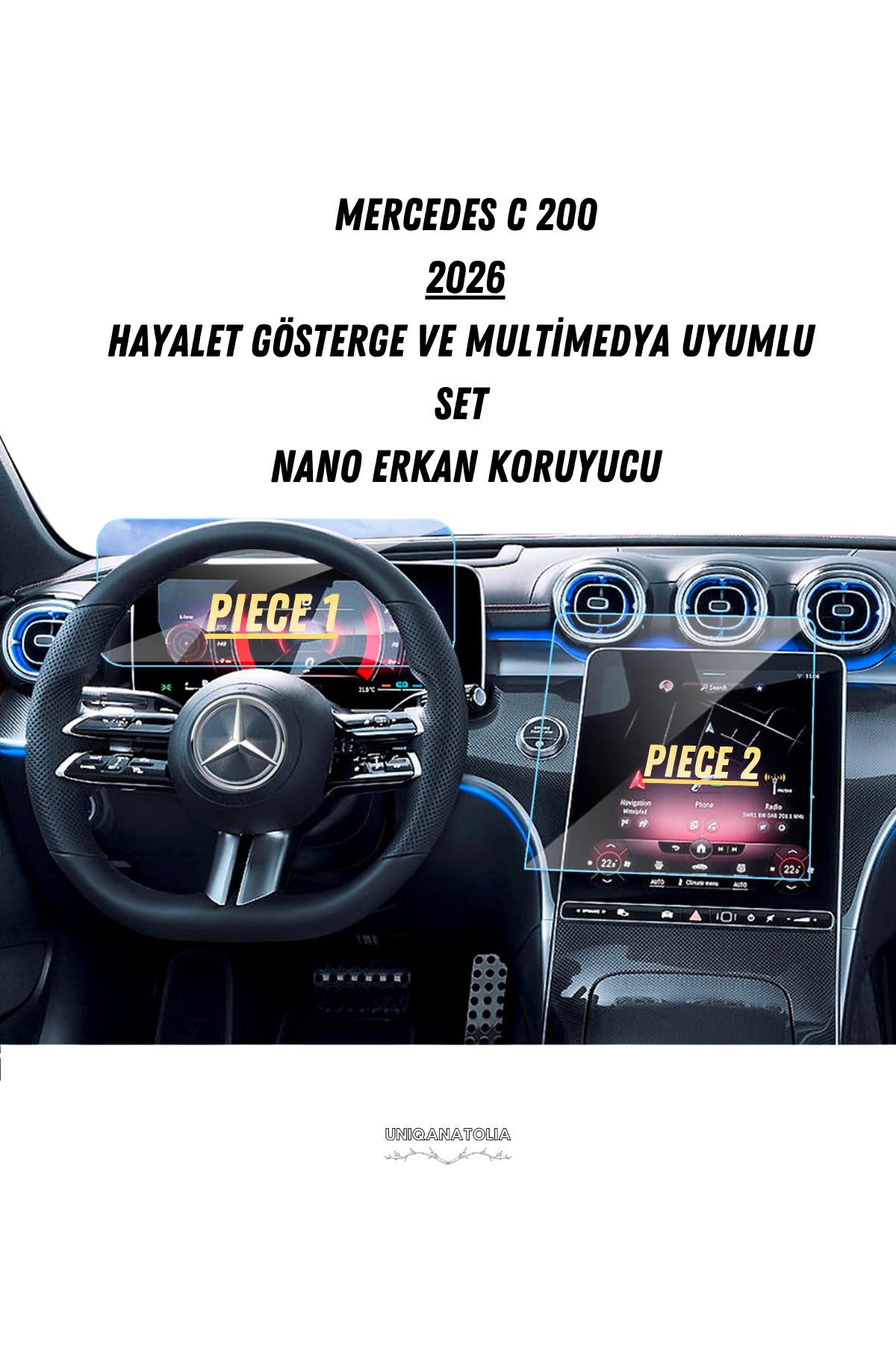 Mercedes C200 2026 Hayalet Ekran Ve Multimedya Uyumlu Set Nano Ekran Koruyucu