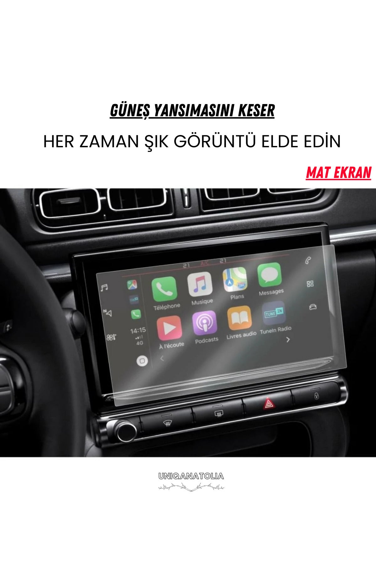 Citroen C3 Aircross 2020-2023 Navigasyon ve Multimedya Uyumlu Mat Ekran Koruyucu