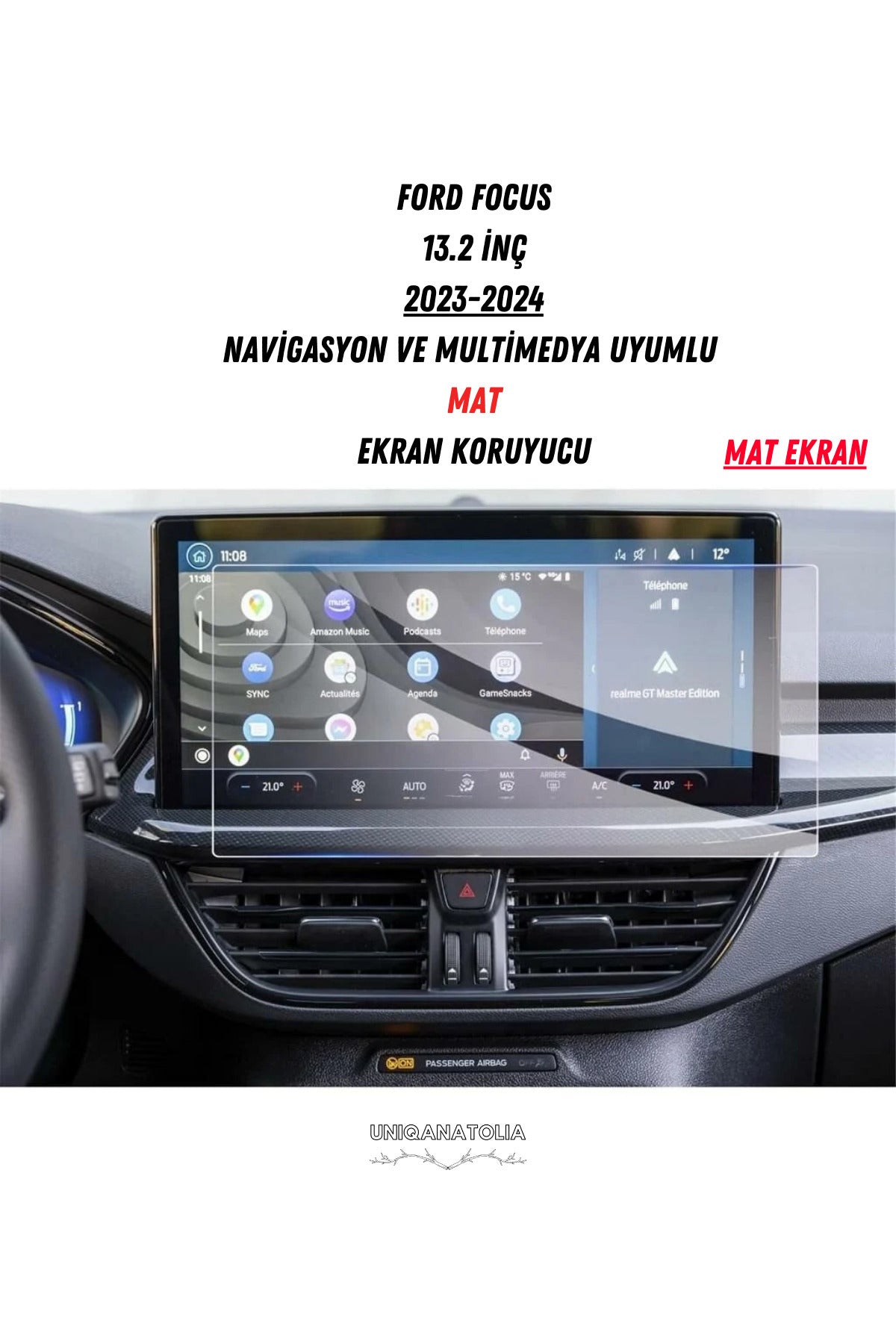 Ford Focus 2023-2024 Navigasyon ve Multimedya Uyumlu Mat Ekran Koruyucu