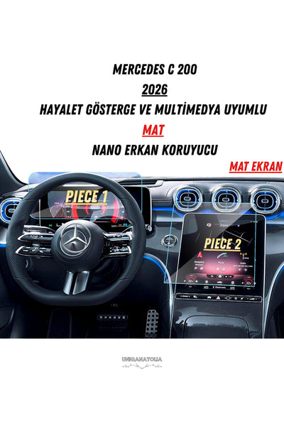 Mercedes C200 2026 Hayalet Ekran Ve Multimedya Uyumlu Set Mat Ekran Koruyucu