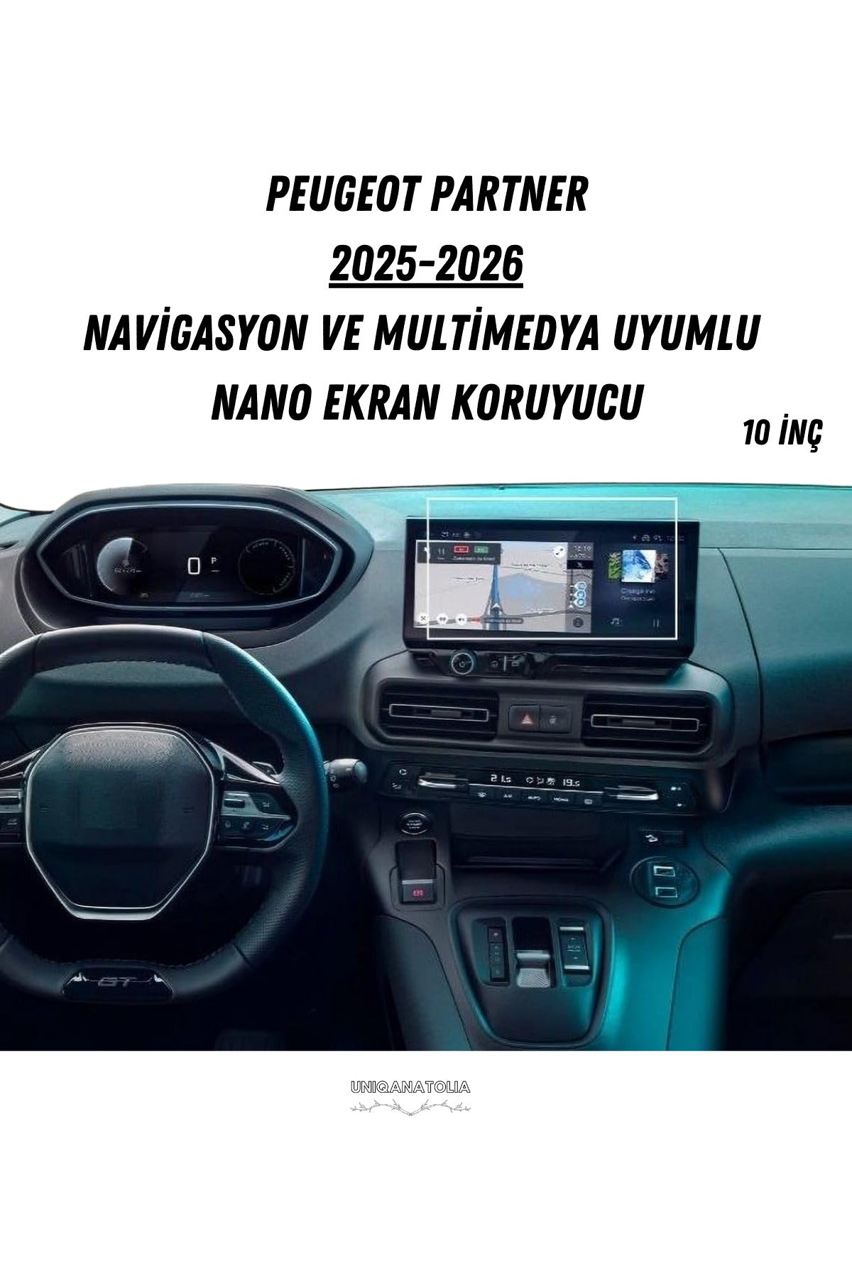 Peugeot Partner 2025-2026 Navigasyon ve Multimedya Uyumlu Nano Ekran Koruyucu
