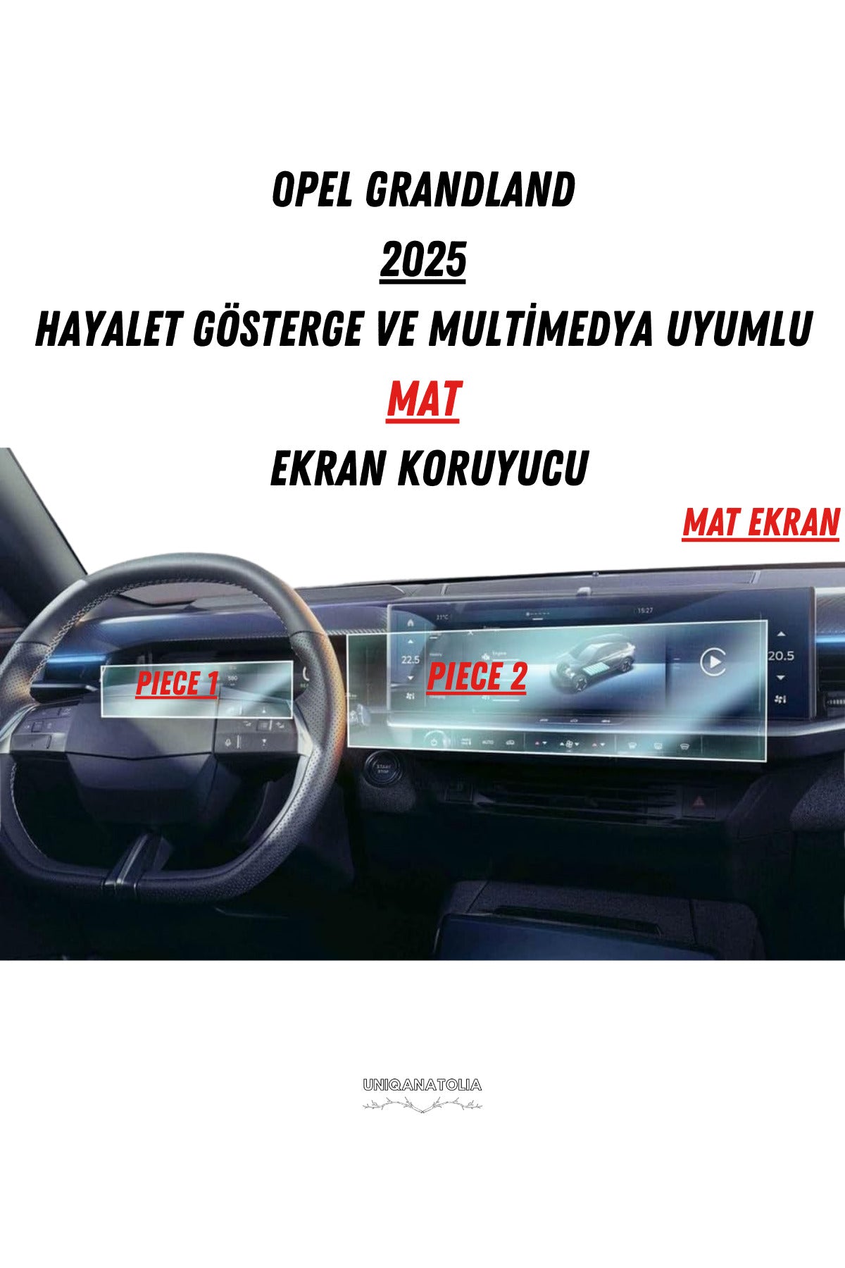 Opel Grandland 2025 Hayalet Gösterge ve Multimedya Uyumlu Mat Ekran Koruyucu