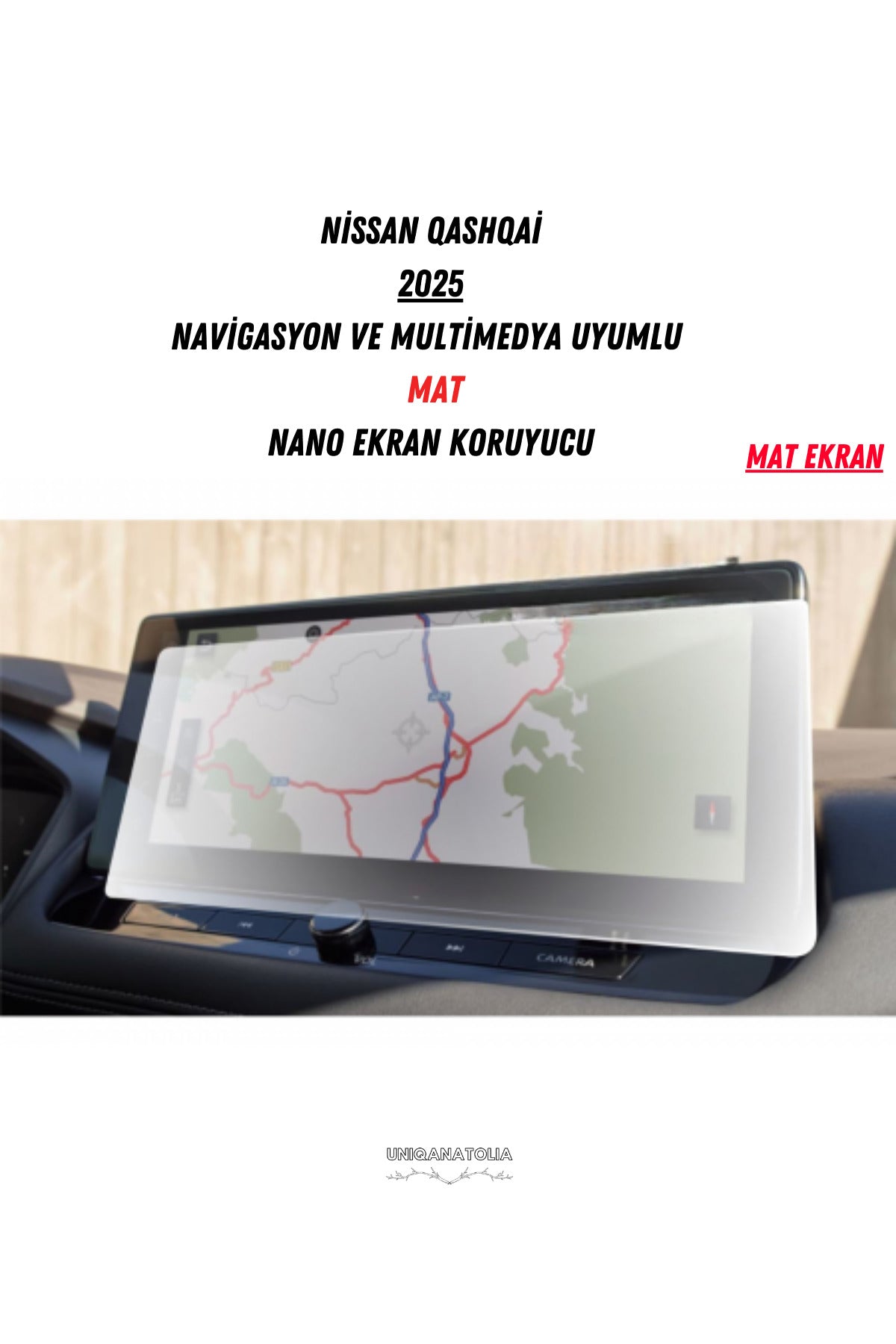 Nissan Qashqai 2025 Navigasyon ve Multimedya Uyumlu Mat Ekran Koruyucu