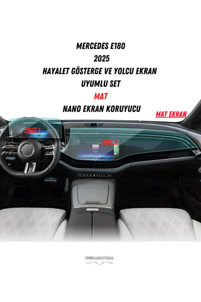 Mercedes E180 2025 Hayalet Gösterge ve Yolcu Ekran Uyumlu Mat Ekran Koruyucu