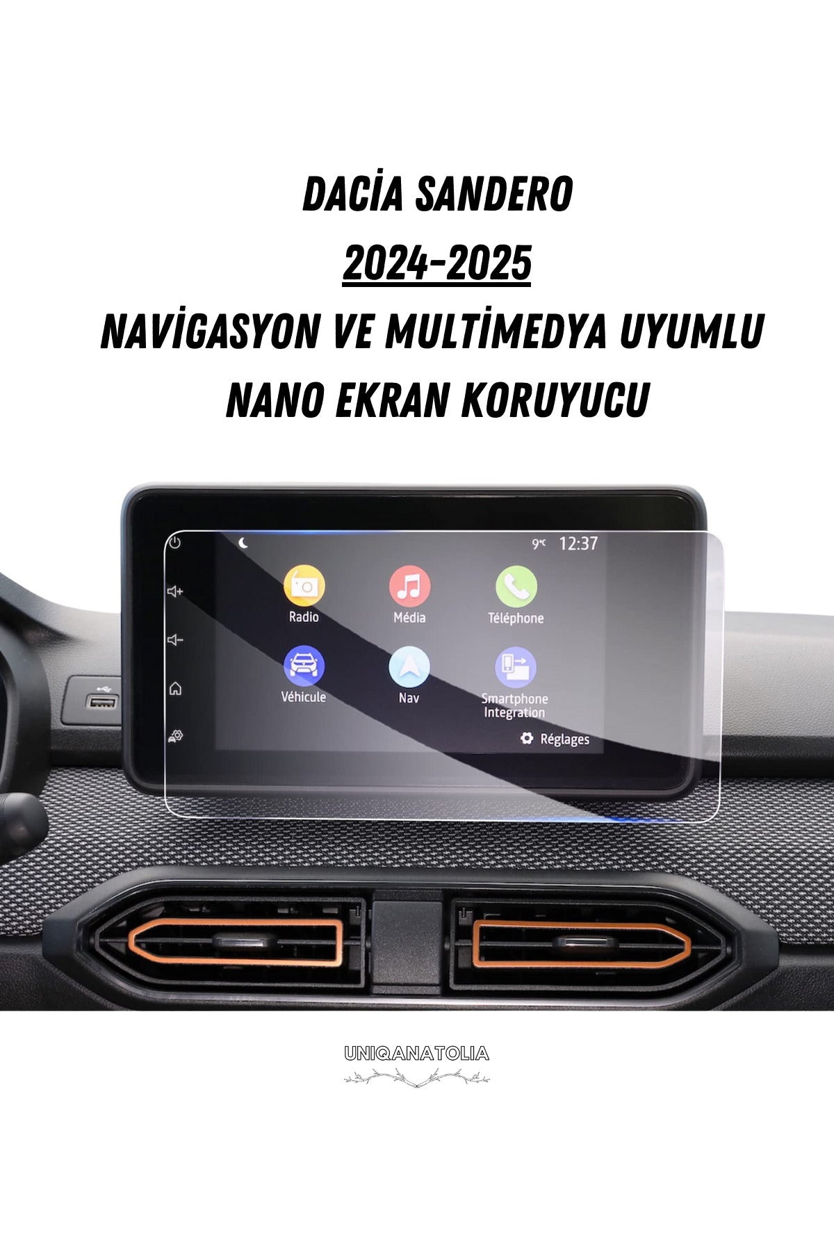 Dacia Sandero 2024-2025 Navigasyon Ve Multimedya Uyumlu Nano Ekran Koruyucu