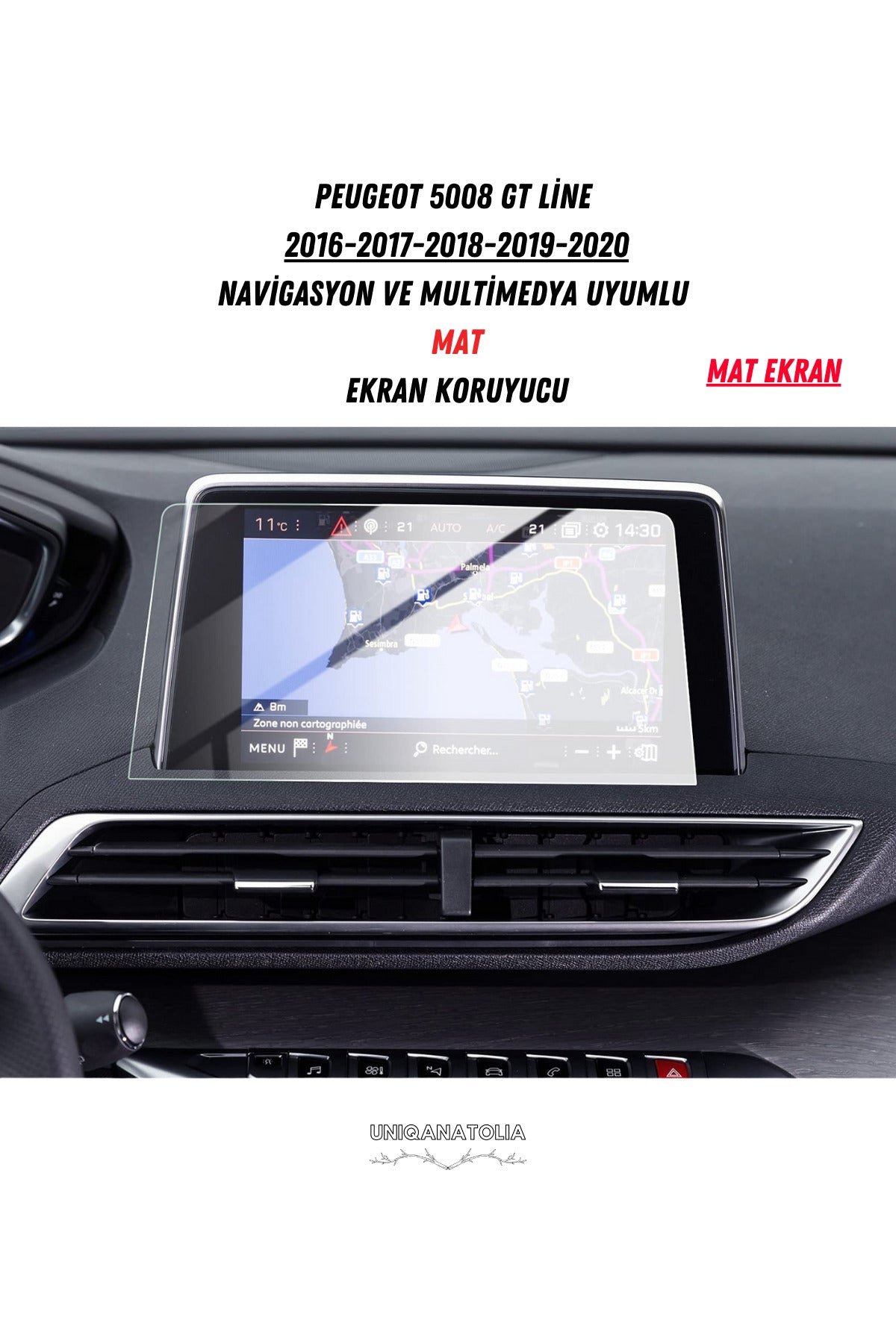 Peugeot 5008 Gt Line 2016-2020 Navigasyon ve Multimedya Uyumlu Mat Ekran Koruyucu
