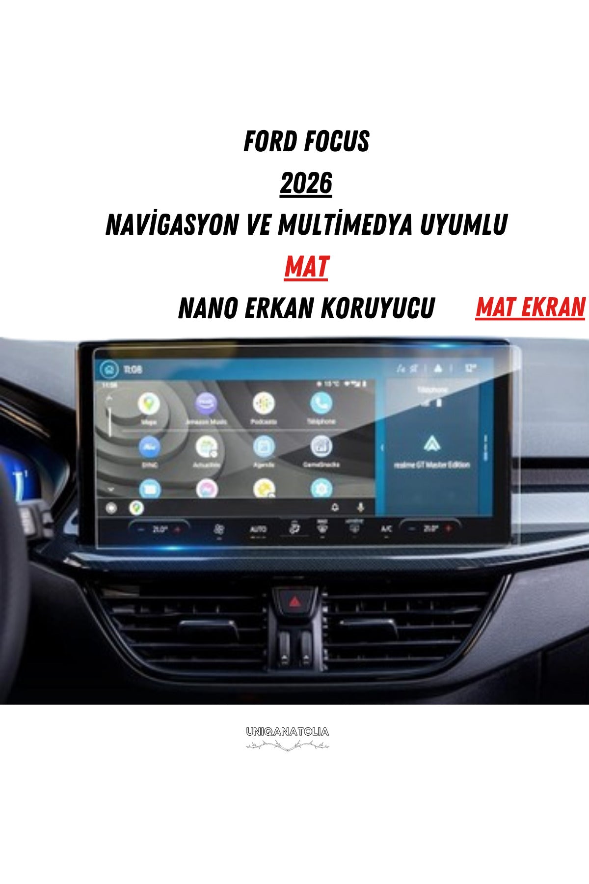 Ford Focus 2026 Navigasyon ve Multimedya Uyumlu Mat Ekran Koruyucu