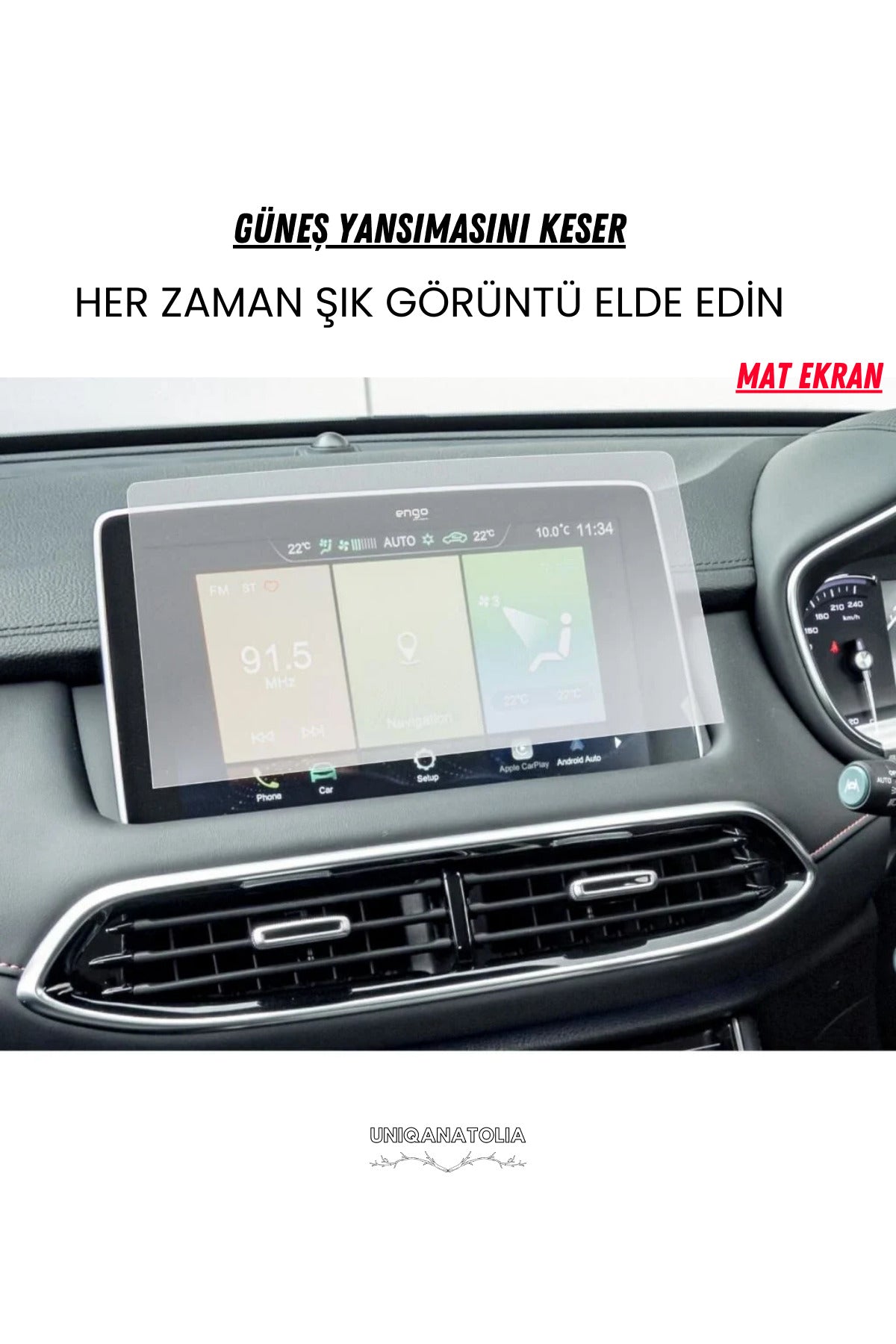 MG HS Luxury 2023-2024 Navigasyon ve Multimedya Uyumlu Mat Ekran Koruyucu