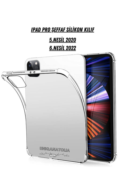 iPad Pro 12.9 İnç 2022 6.Nesil Uyumlu Premium Şeffaf Silikon Kılıf