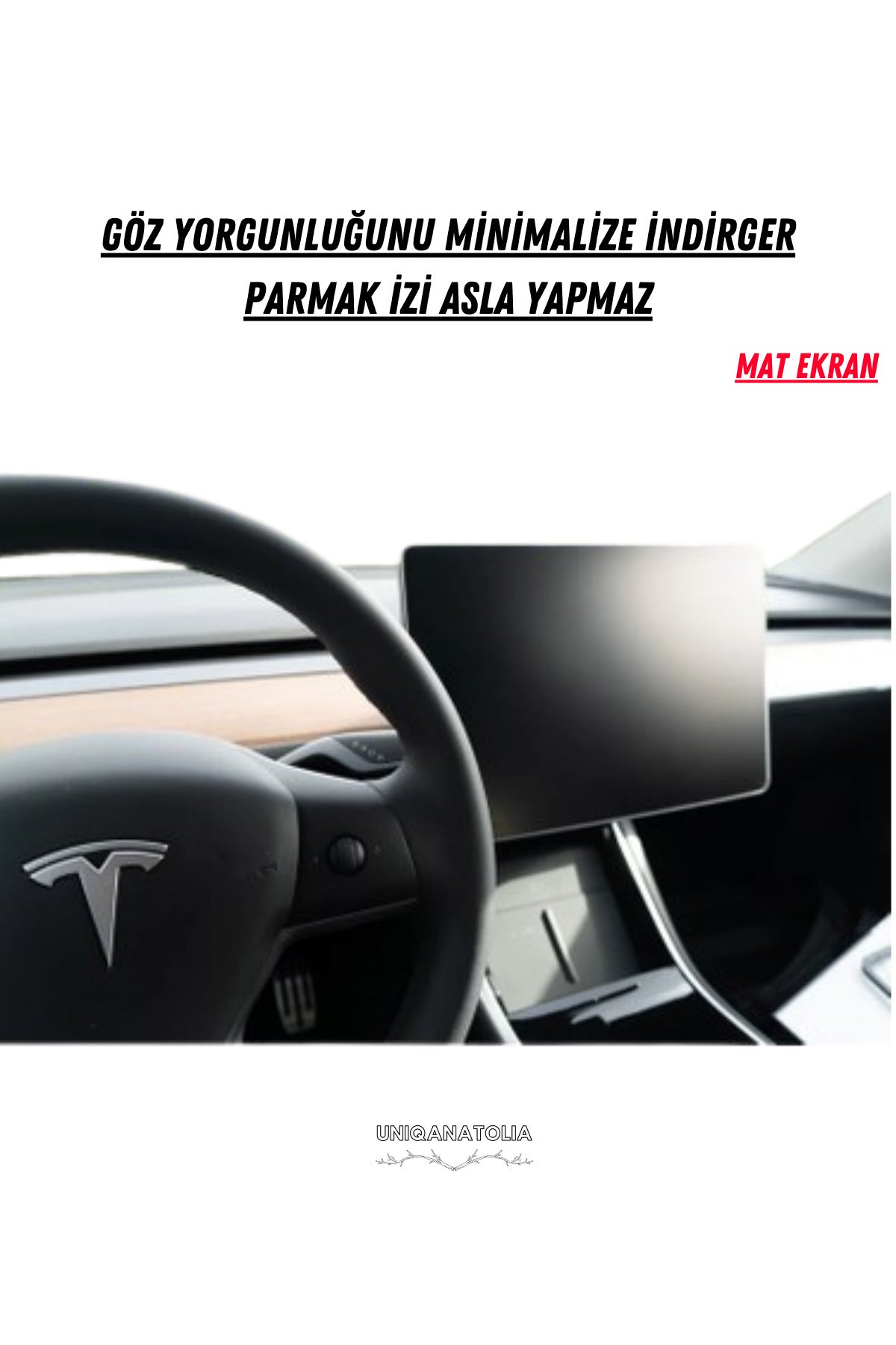 Tesla Model 3 ve Model Y Navigasyon ve Multimedya Uyumlu Mat Ekran Koruyucu