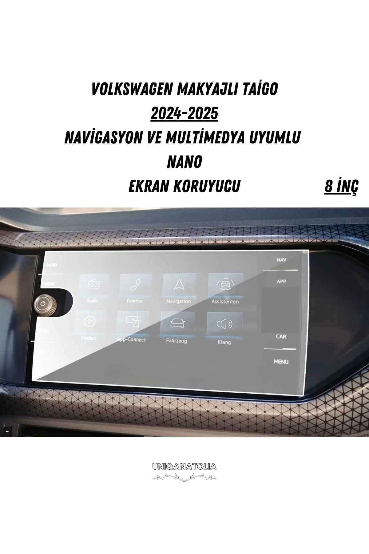 Volkswagen Makyajlı Taigo 2024-2025 Navigasyon ve Multimedya Uyumlu Mat Ekran Koruyucu